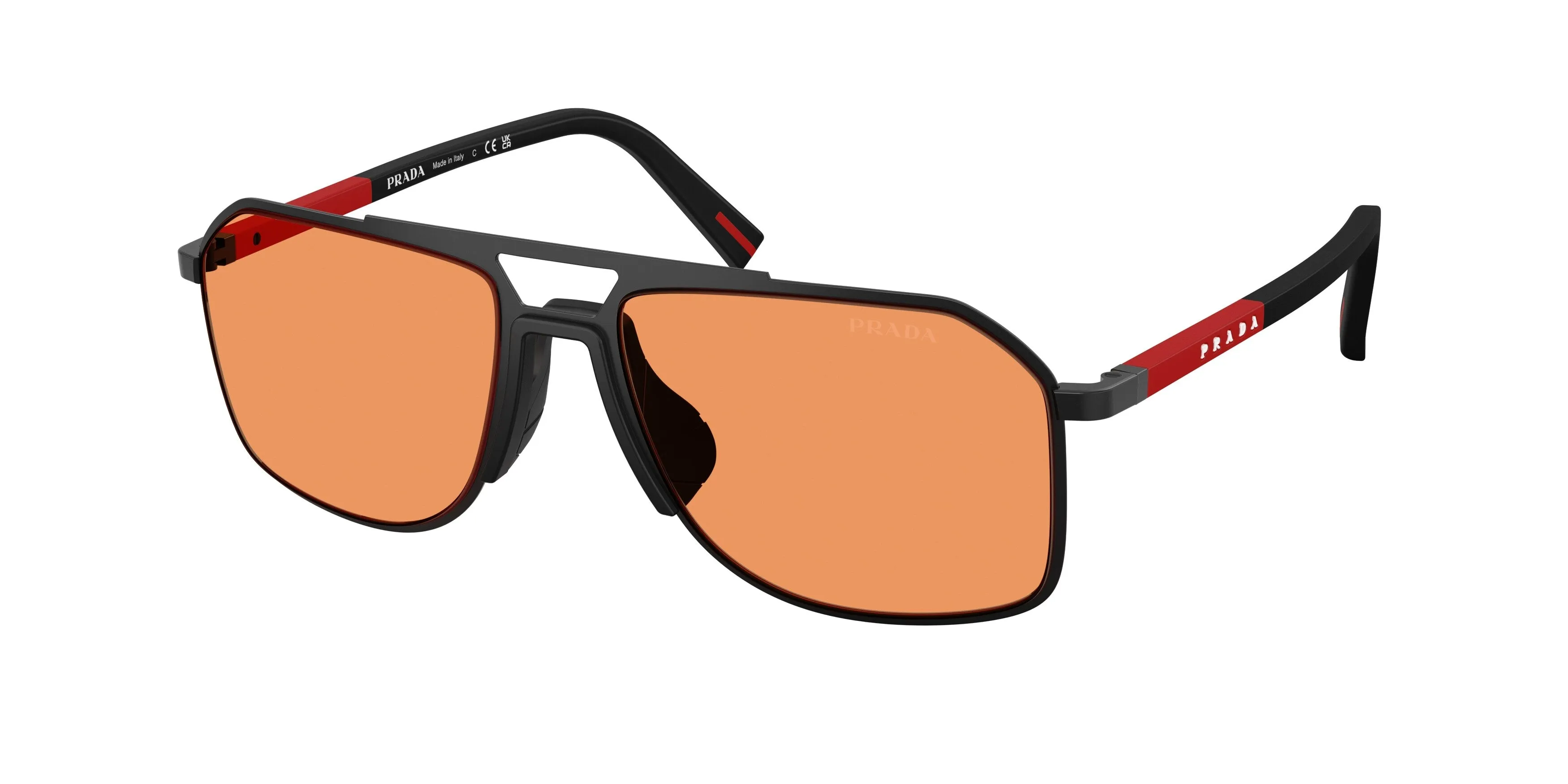 Prada Linea Rossa PS B51S 1BO90U Occhiali da sole Metallo Nero Arancione Pilot Normale - immagine 1