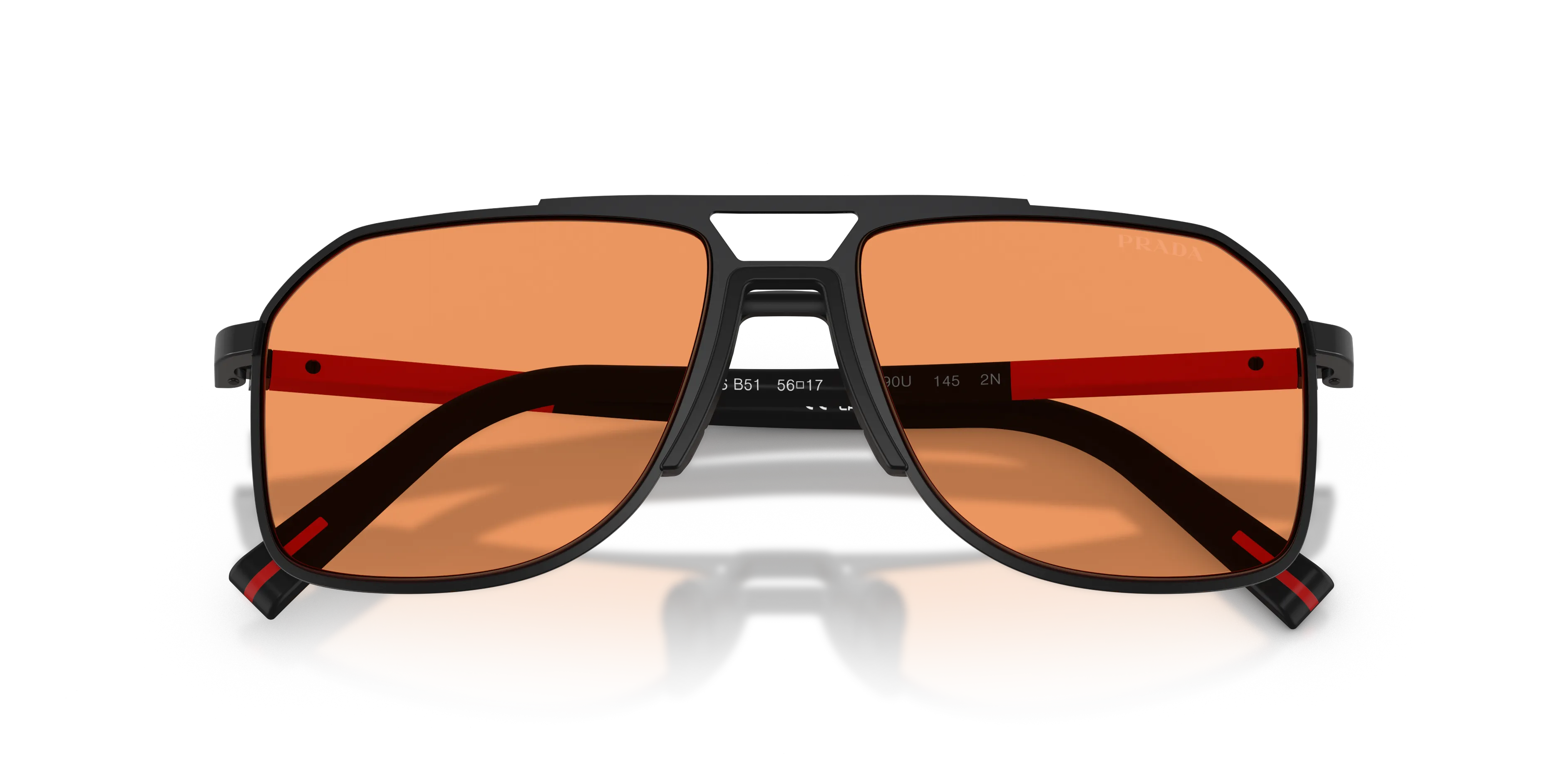 Prada Linea Rossa PS B51S 1BO90U Occhiali da sole Metallo Nero Arancione Pilot Normale - immagine 2