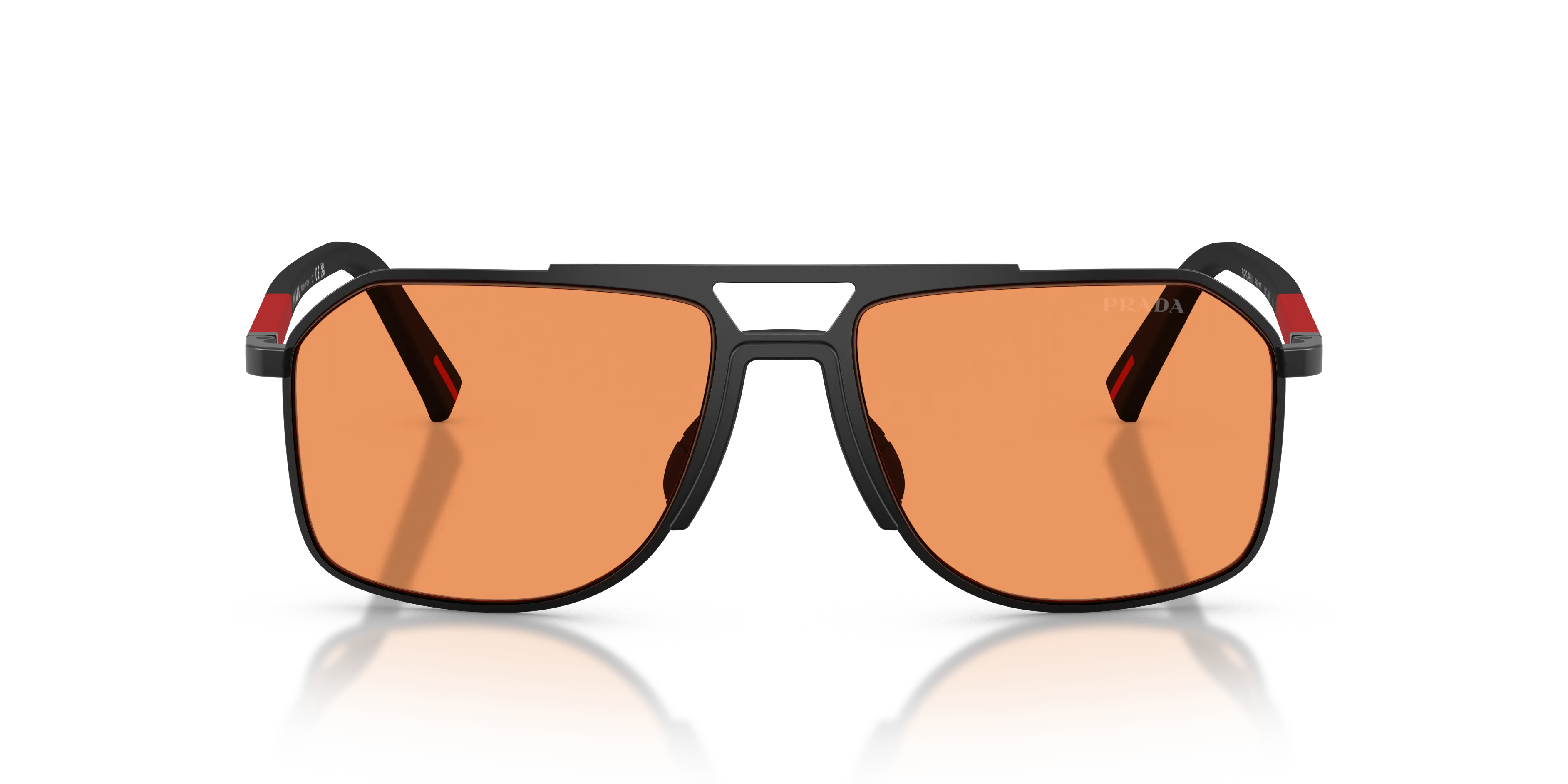 Prada Linea Rossa PS B51S 1BO90U Occhiali da sole Metallo Nero Arancione Pilot Normale - immagine 3