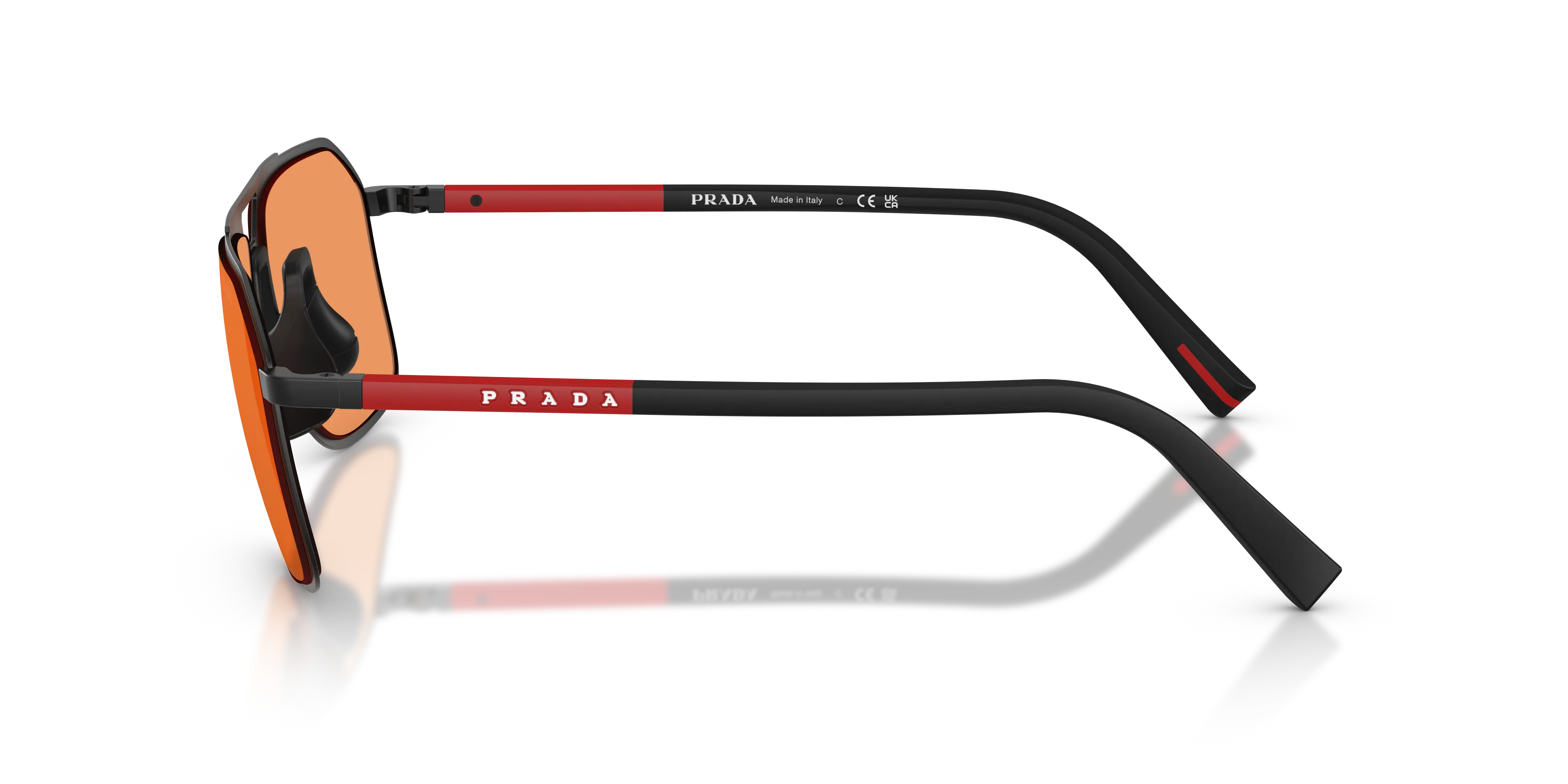 Prada Linea Rossa PS B51S 1BO90U Occhiali da sole Metallo Nero Arancione Pilot Normale - immagine 4