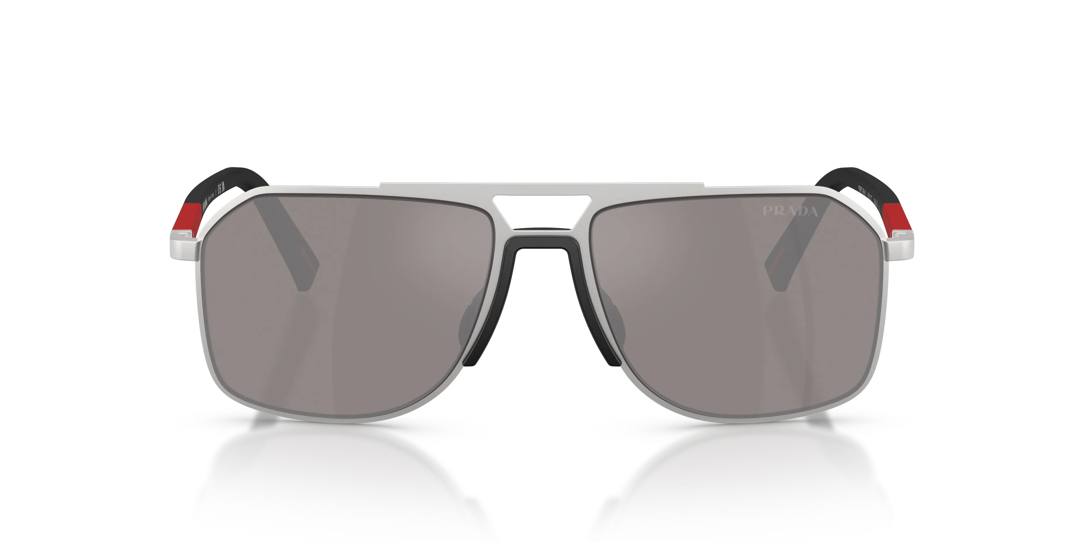 Prada Linea Rossa PS B51S 18X80I Occhiali da sole Metallo Argento Marrone Pilot Normale Specchiato - immagine 3