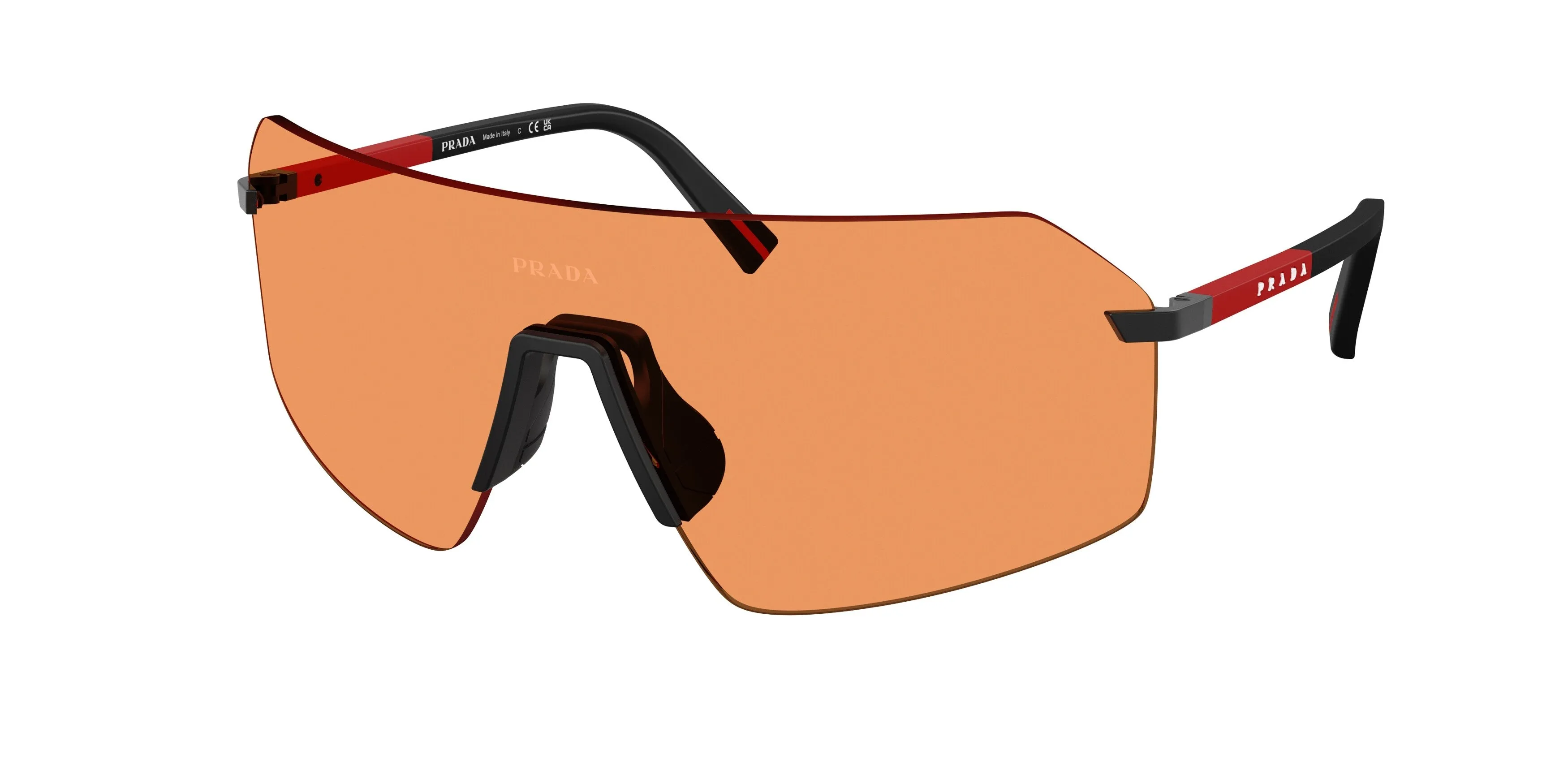 Prada Linea Rossa Uomo PS B50S 1BO90U Occhiali da sole Metallo Nero Arancione Geometrica Normale - immagine 1