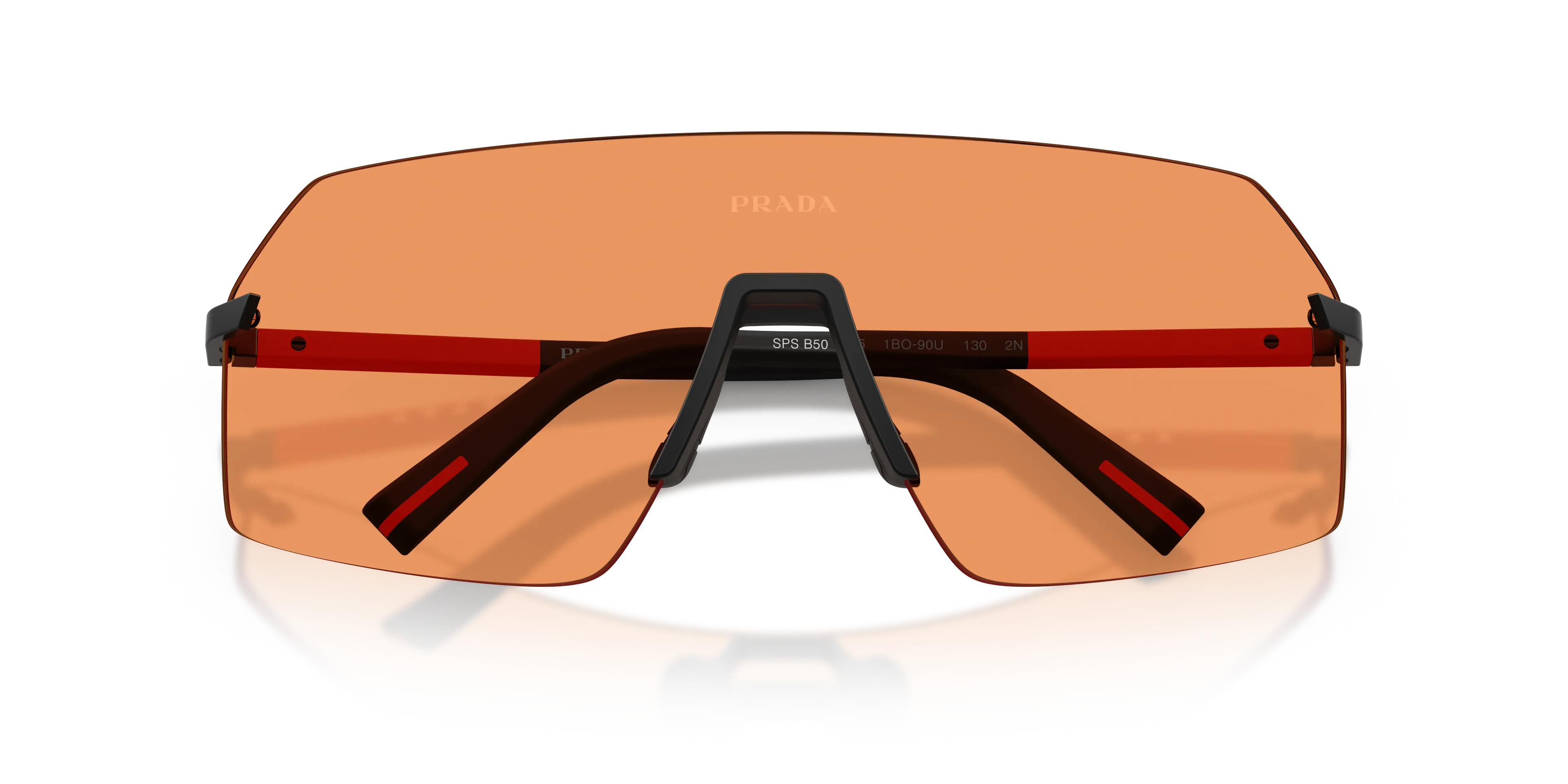 Prada Linea Rossa Uomo PS B50S 1BO90U Occhiali da sole Metallo Nero Arancione Geometrica Normale - immagine 2