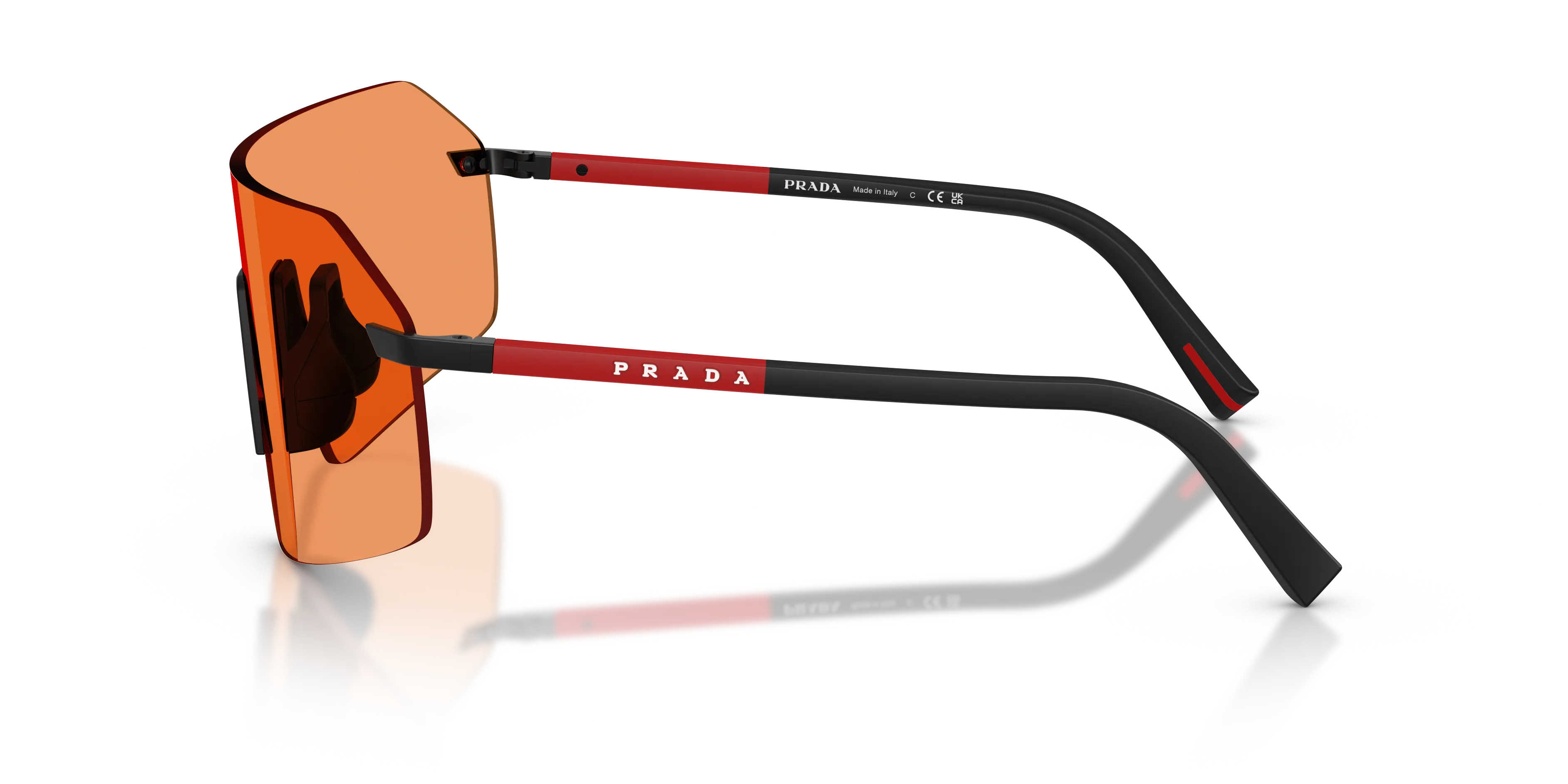 Prada Linea Rossa Uomo PS B50S 1BO90U Occhiali da sole Metallo Nero Arancione Geometrica Normale - immagine 4