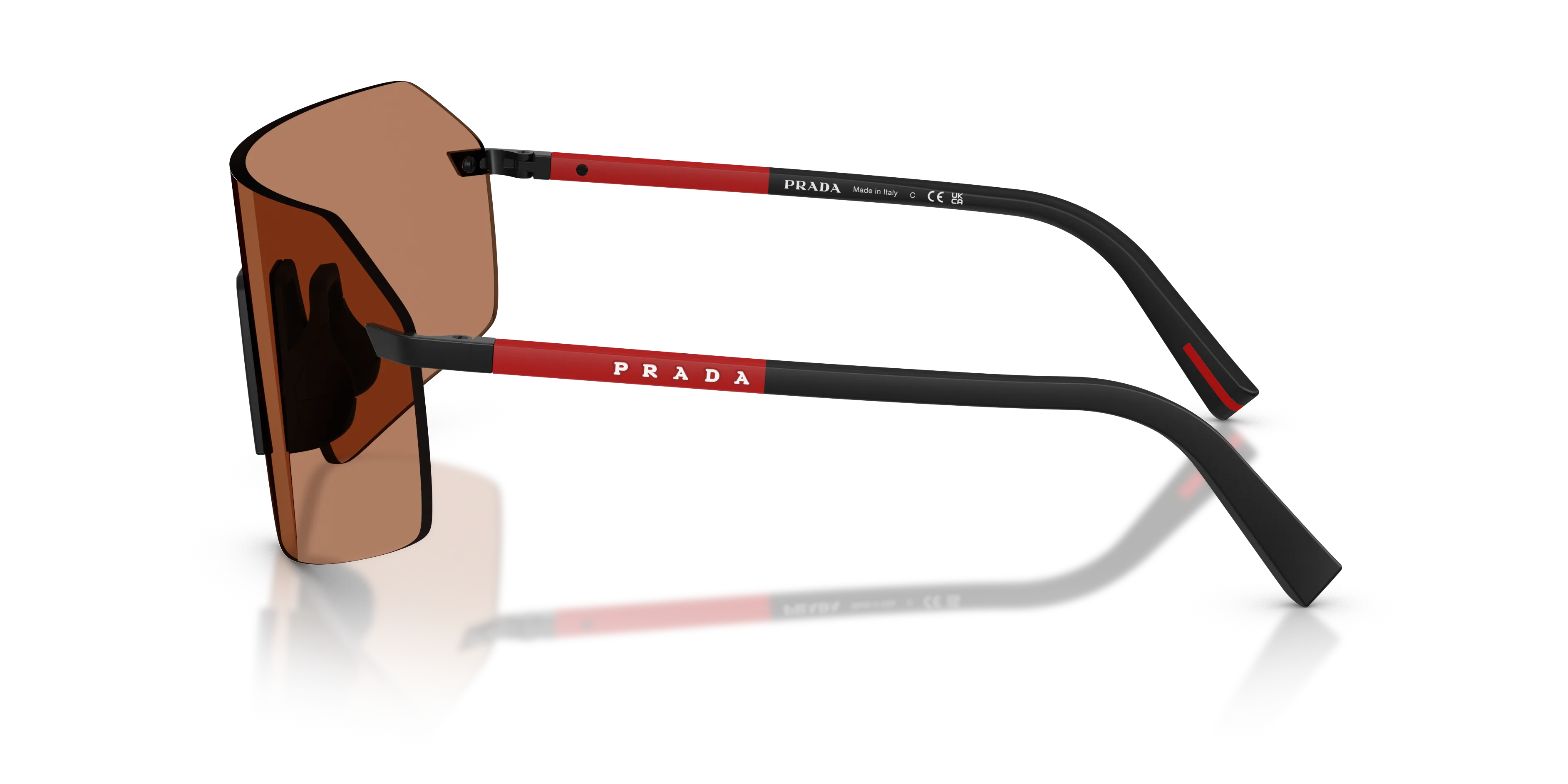 Prada Linea Rossa Uomo PS B50S 1BO20D Occhiali da sole Metallo Nero Marrone Geometrica Normale - immagine 4