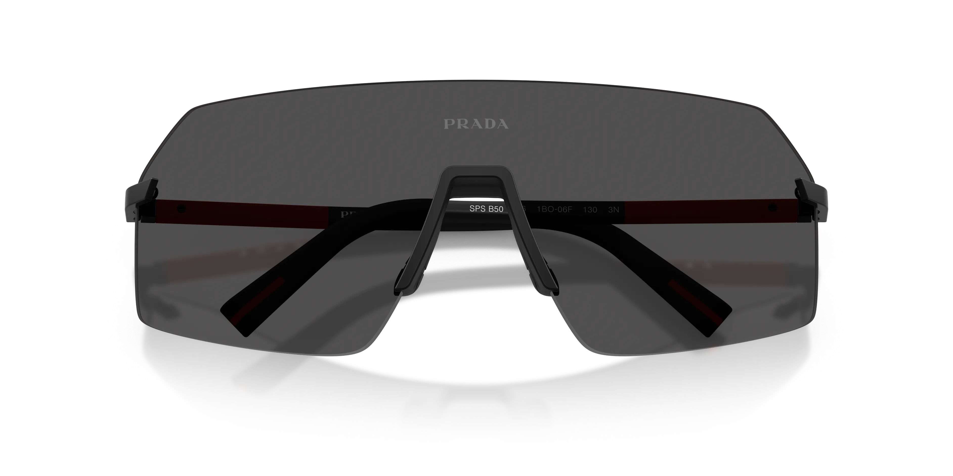 Prada Linea Rossa Uomo PS B50S 1BO06F Occhiali da sole Metallo Nero Grigio Geometrica Normale - immagine 2