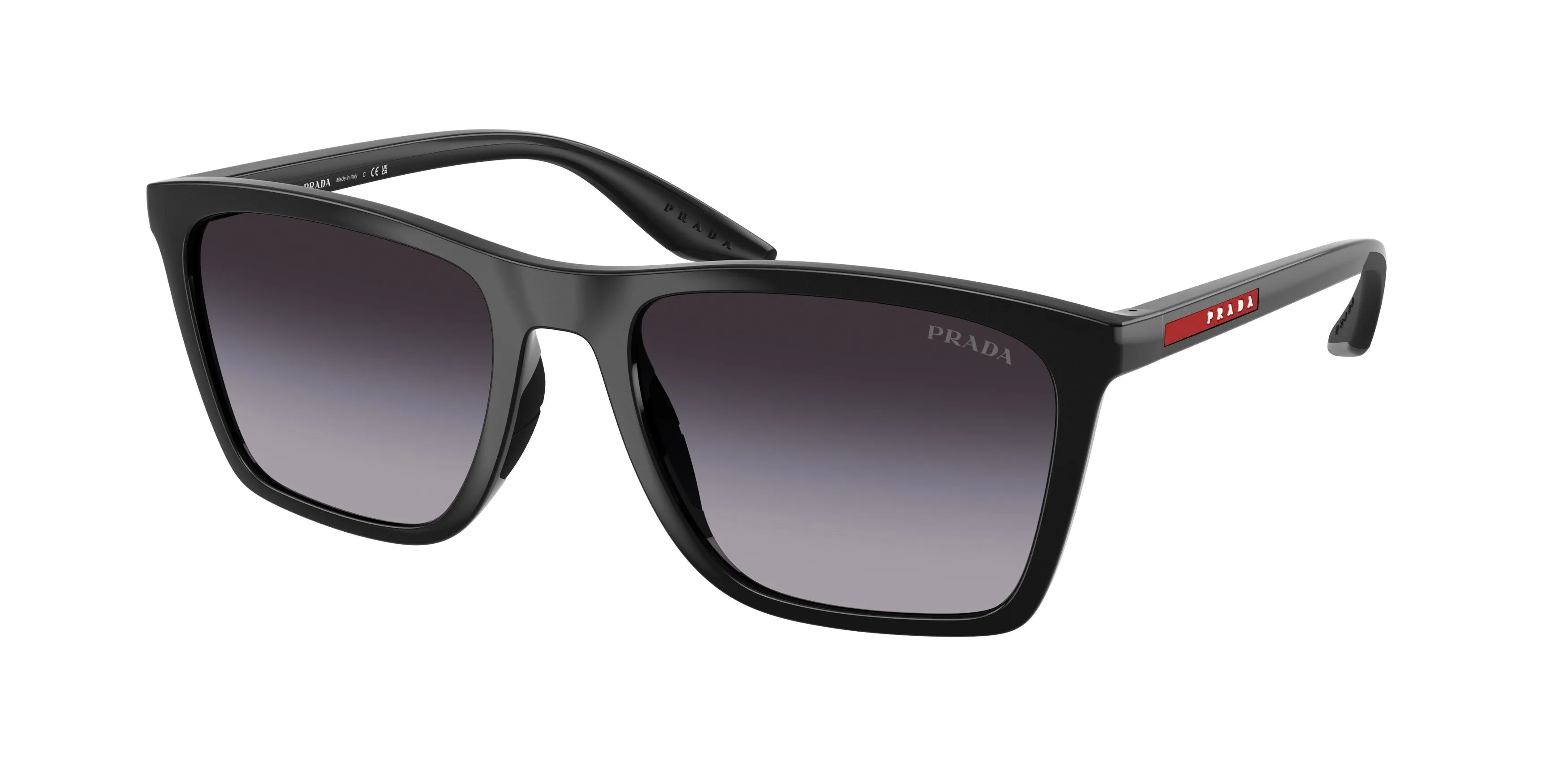 Prada Linea Rossa PS B08S 1AB09U Occhiali da sole Iniettato Nero Grigio Pillow Normale Sfumato - immagine 1