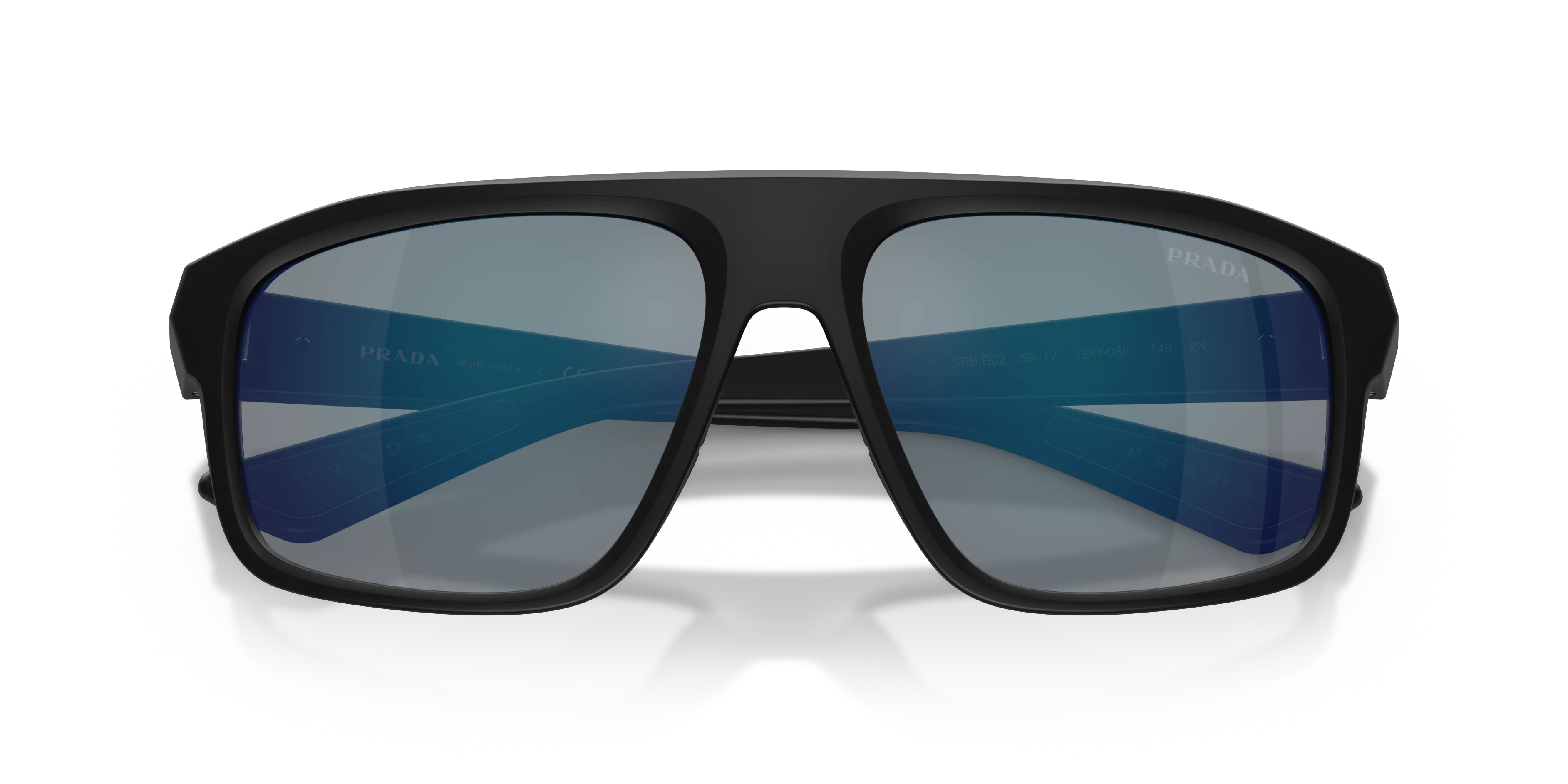 Prada Linea Rossa PS B02S 1BO08F Occhiali da sole Iniettato Nero Grigio Geometrica Specchiate - immagine 2
