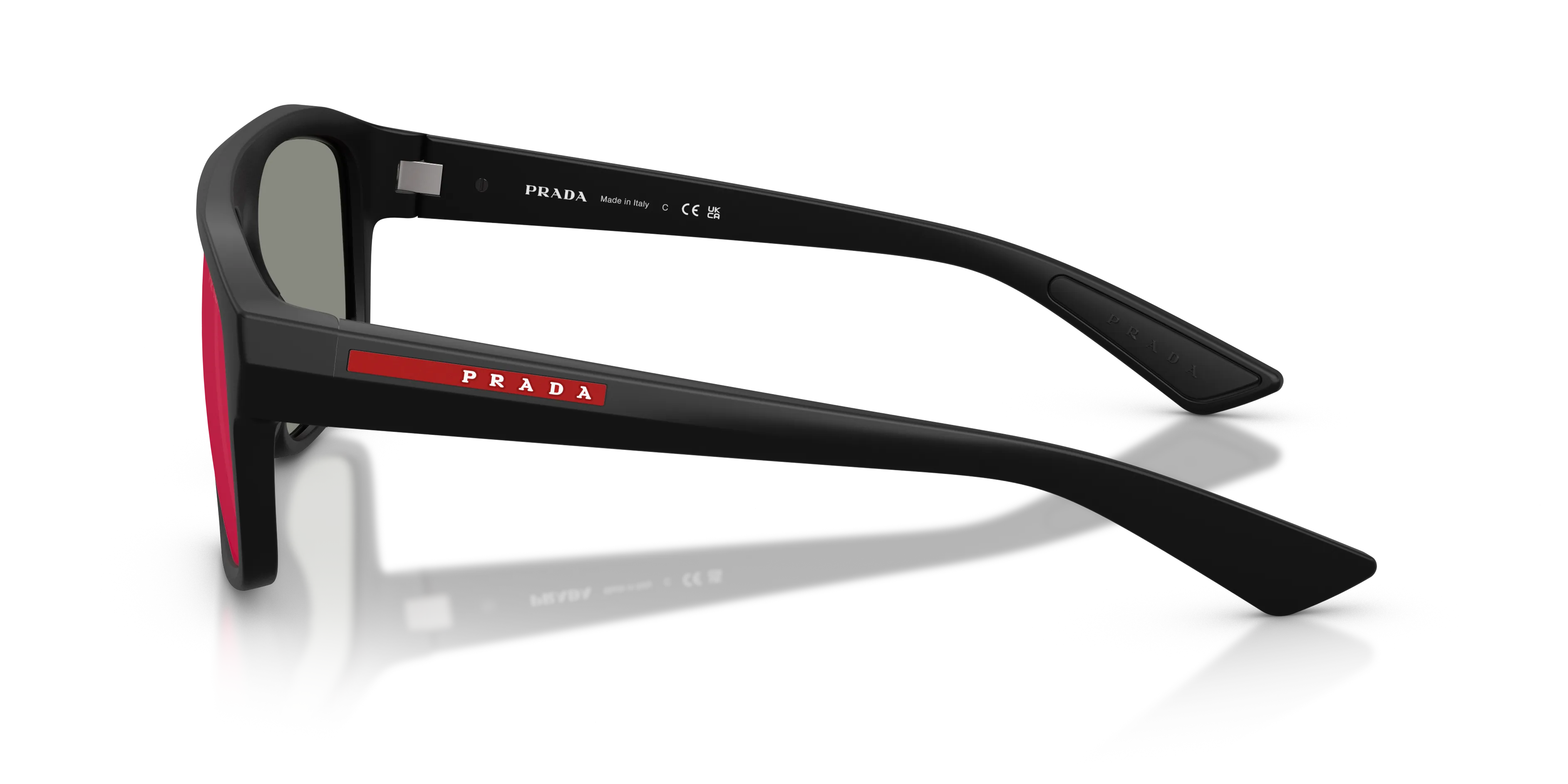 Prada Linea Rossa PS B02S 1BO08F Occhiali da sole Iniettato Nero Grigio Geometrica Specchiate - immagine 4