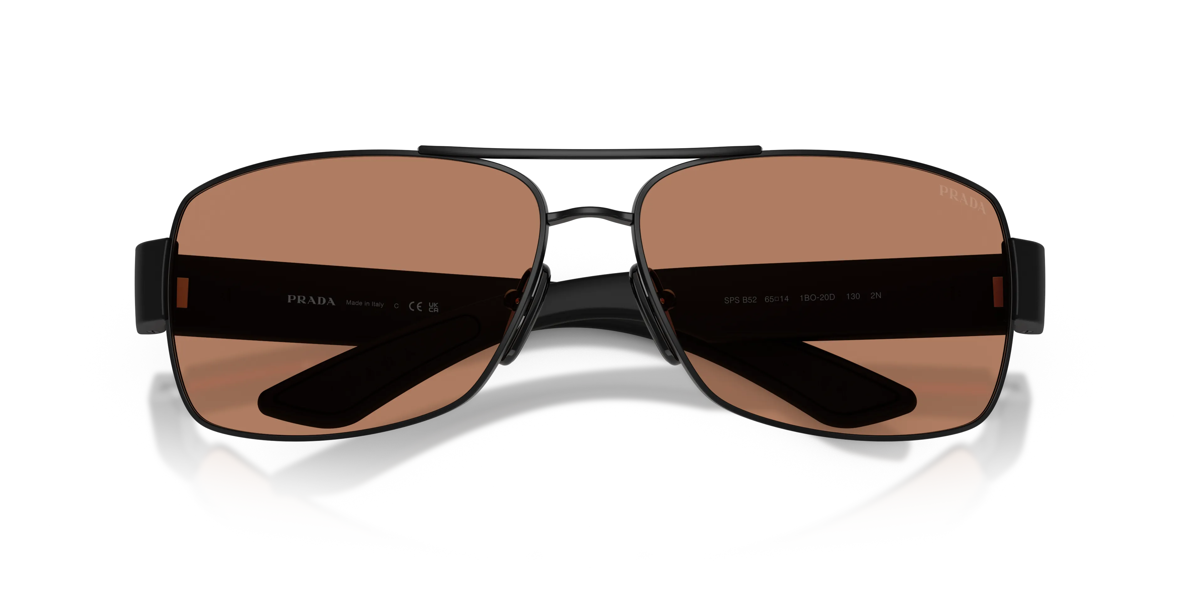 Prada Linea Rossa PS B52S 1BO20D Occhiali da sole Metallo Nero Marrone Geometrica Normale - immagine 2