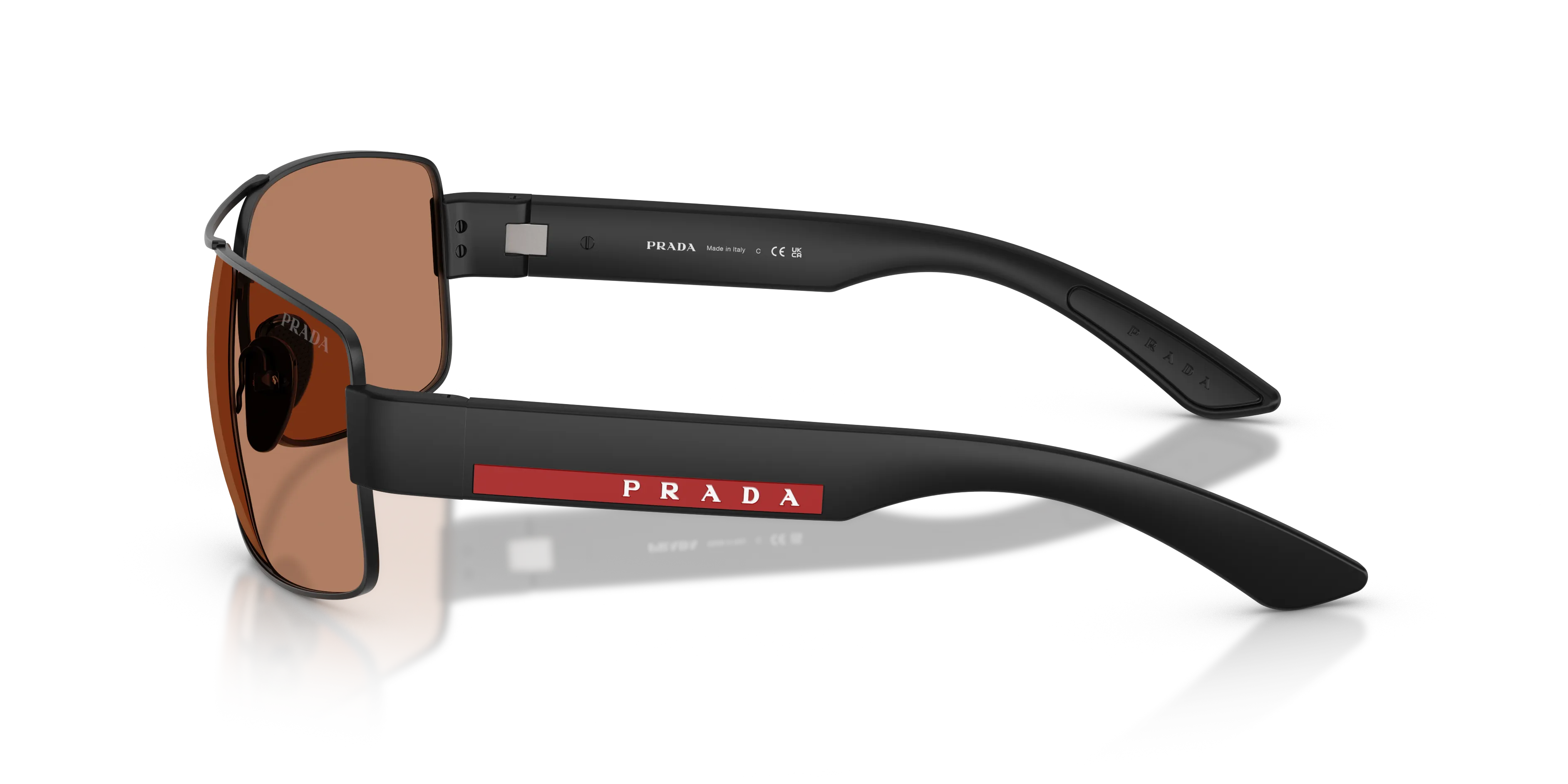 Prada Linea Rossa PS B52S 1BO20D Occhiali da sole Metallo Nero Marrone Geometrica Normale - immagine 4