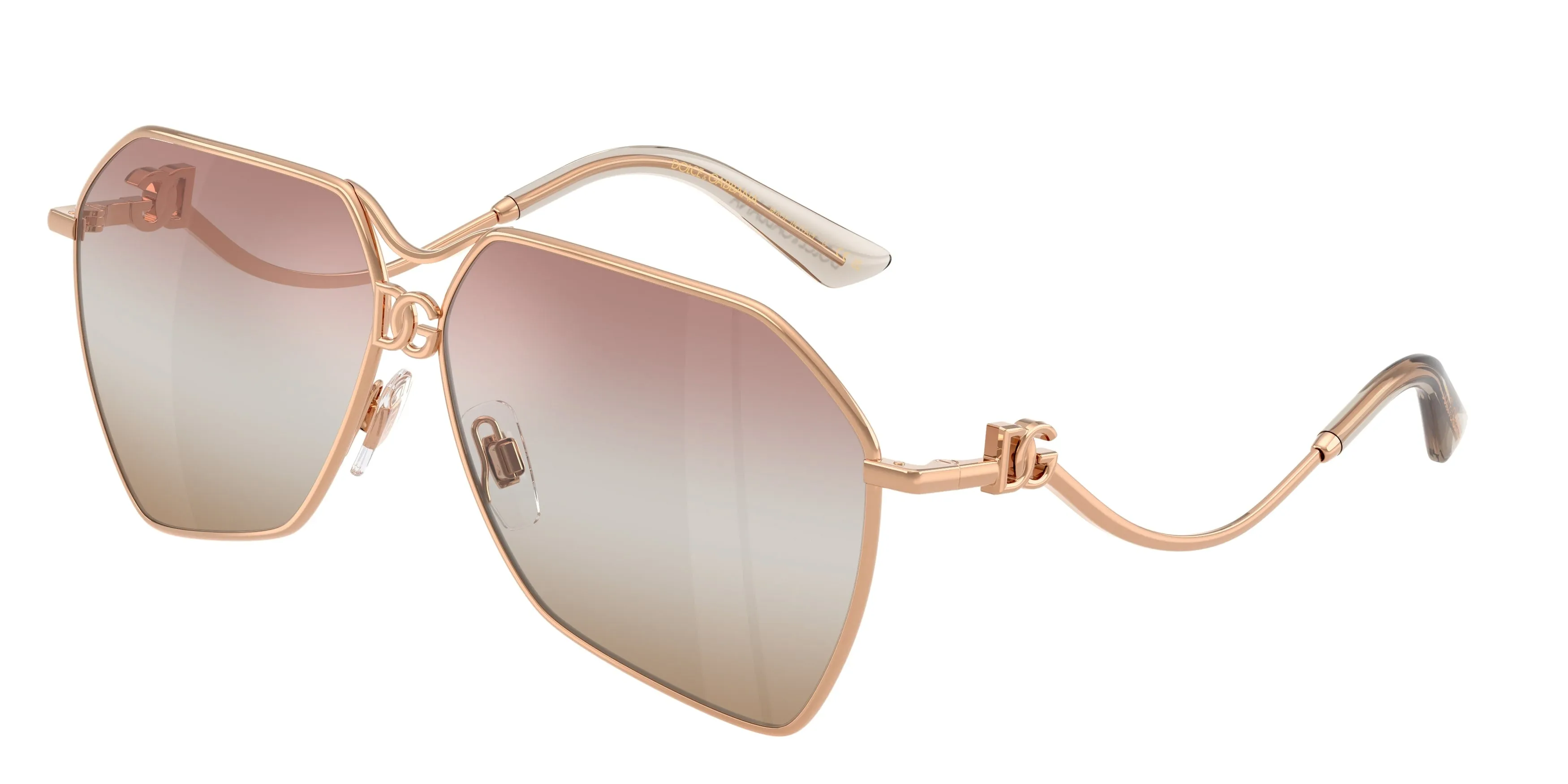 Dolce & Gabbana DG2326 1298EL Occhiali da sole Metallo Oro Rosa Pilot Normale Sfumato - immagine 1