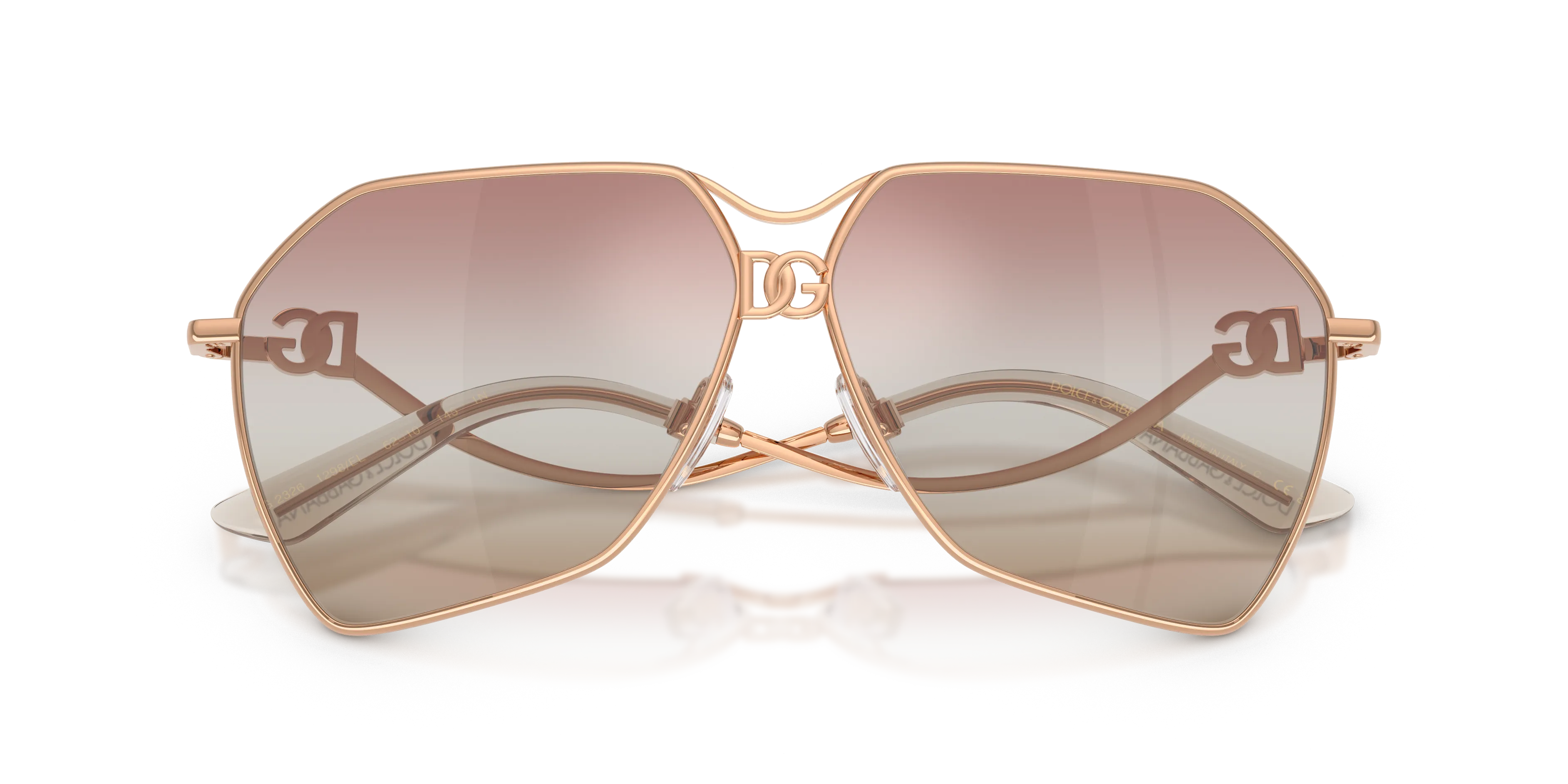 Dolce & Gabbana DG2326 1298EL Occhiali da sole Metallo Oro Rosa Pilot Normale Sfumato - immagine 2