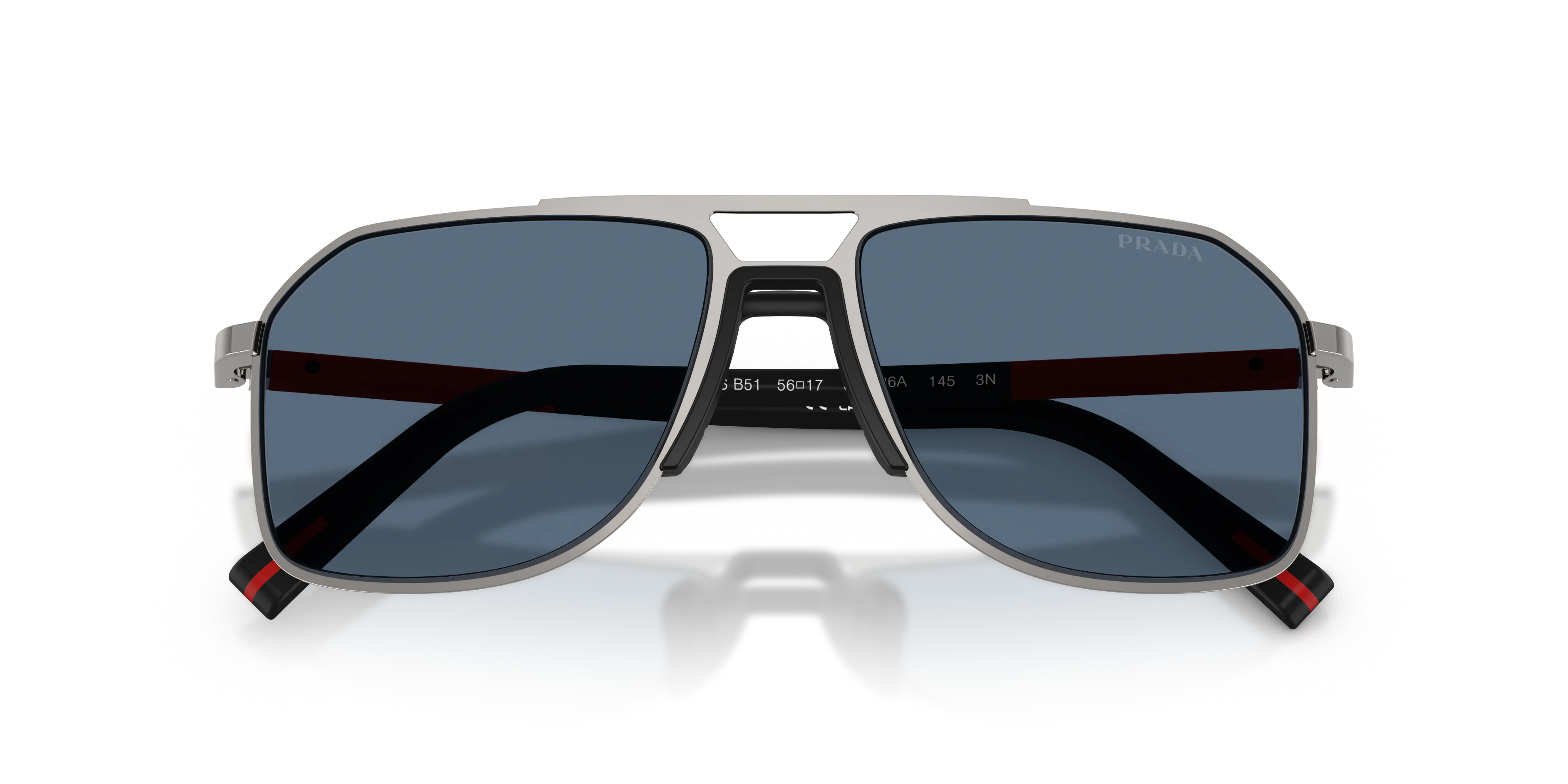 Prada Linea Rossa PS B51S 5AV06A Occhiali da sole Metallo Grigio Blu Pilot Normale - immagine 2