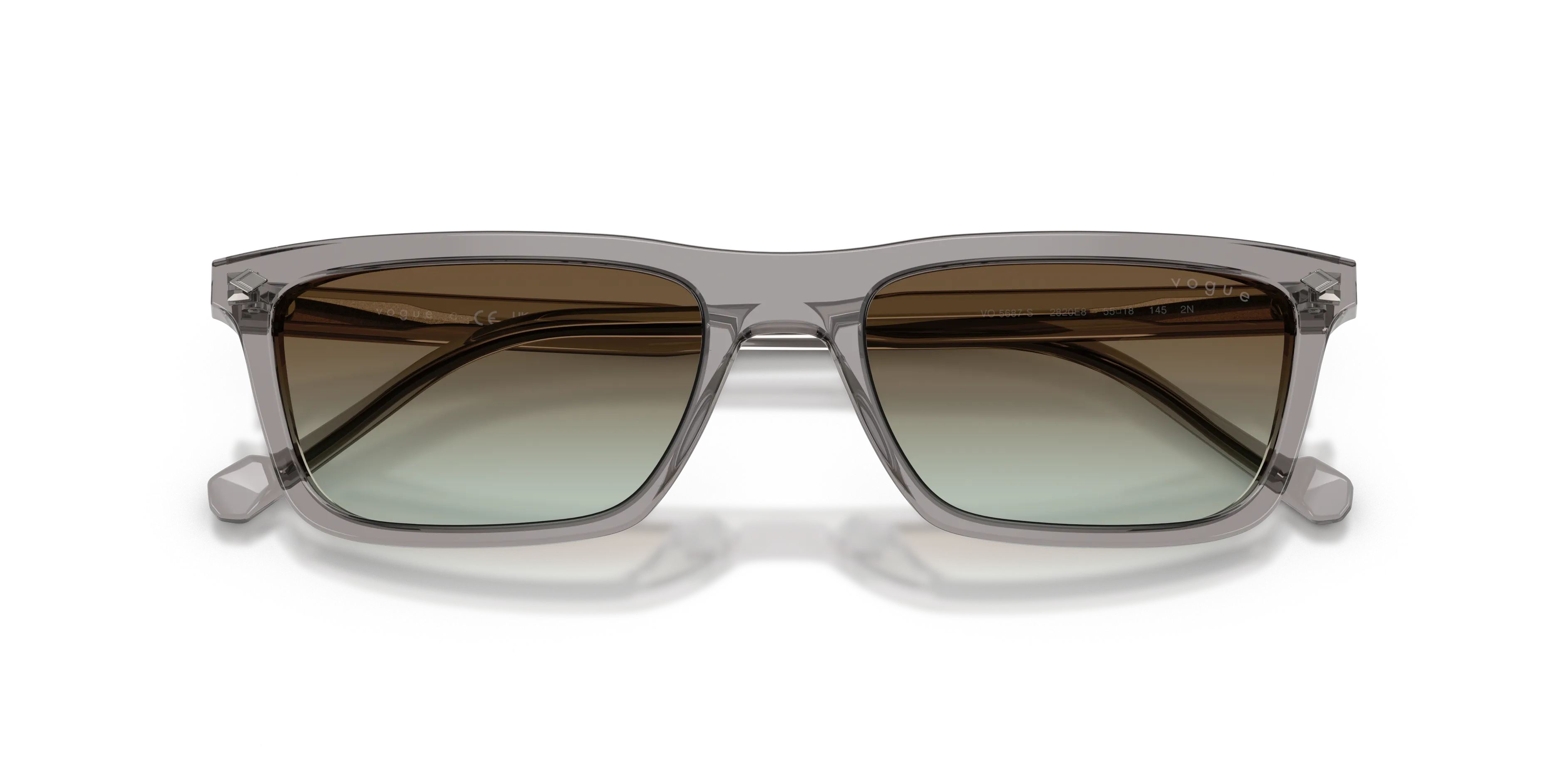 VOGUE EYEWEAR VO5687S 2820E8 Occhiali da sole Acetato Grigio Marrone Pillow Normale Sfumato - immagine 2