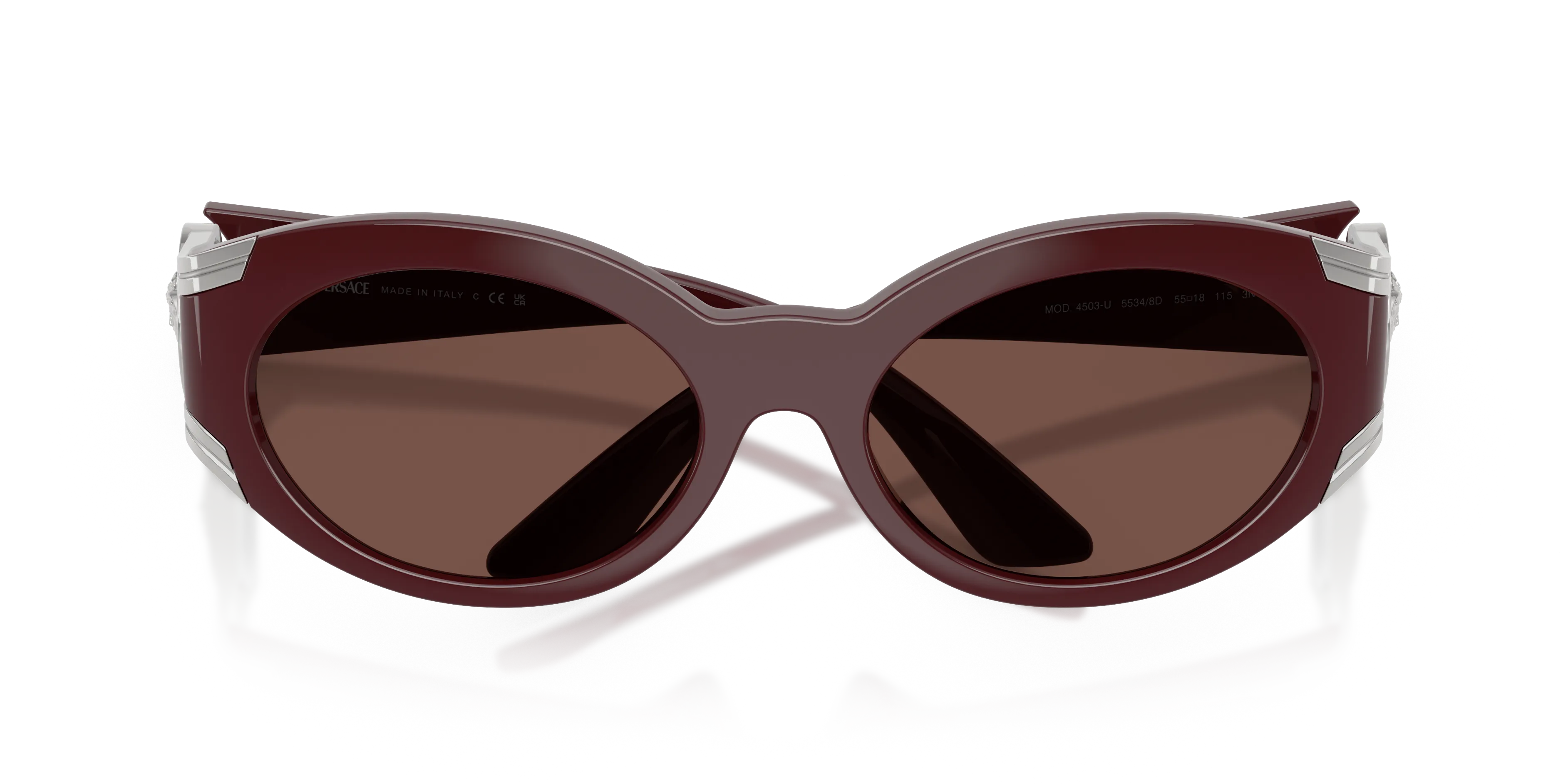 Versace VE4503U 55348D Occhiali da sole Iniettato Rosso Rotonda Normale - immagine 2