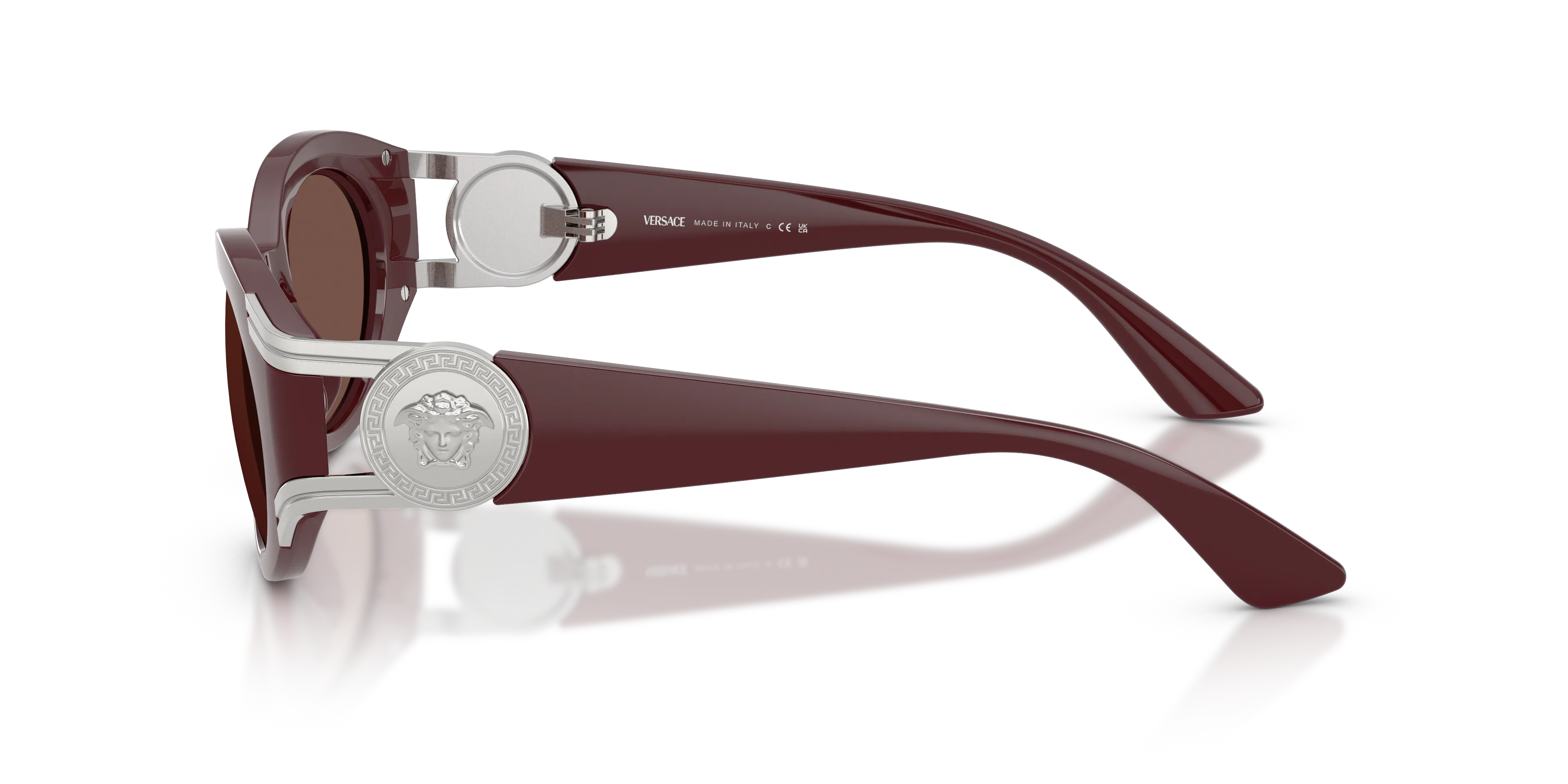 Versace VE4503U 55348D Occhiali da sole Iniettato Rosso Rotonda Normale - immagine 4