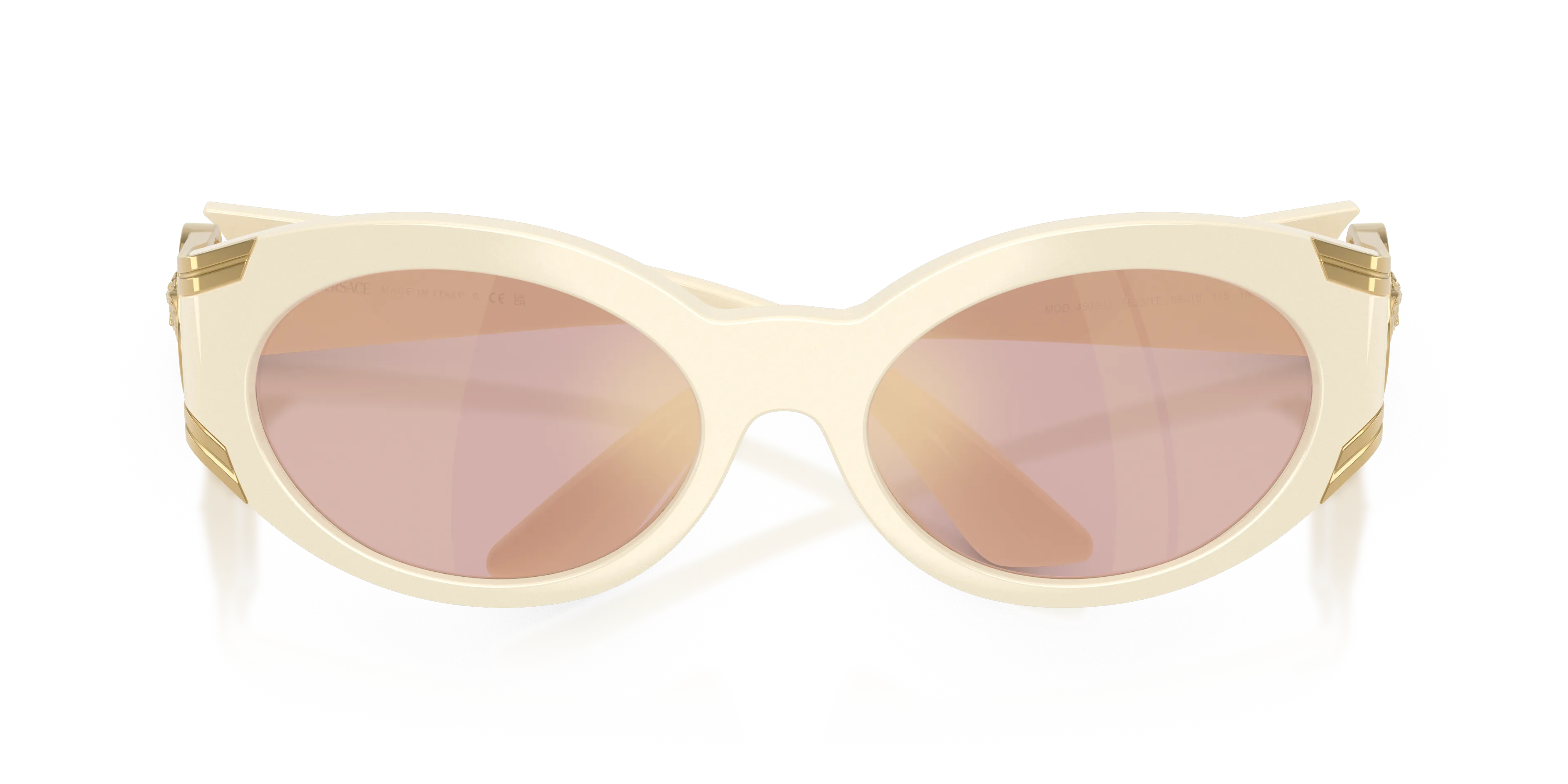 Versace VE4503U 55331T Occhiali da sole Iniettato Bianco Rotonda Specchiate - immagine 2