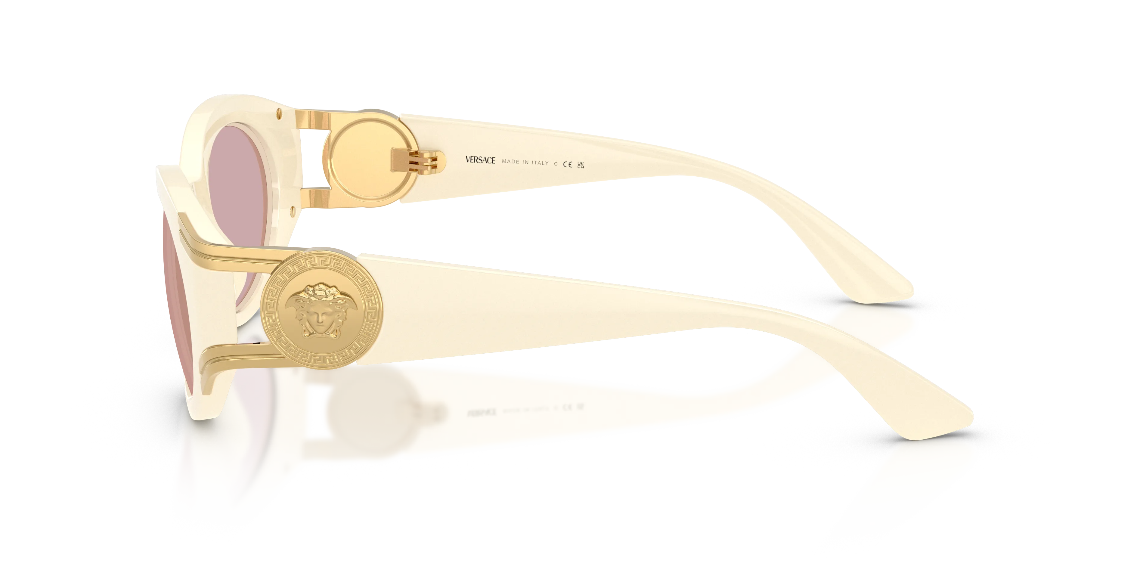 Versace VE4503U 55331T Occhiali da sole Iniettato Bianco Rotonda Specchiate - immagine 4
