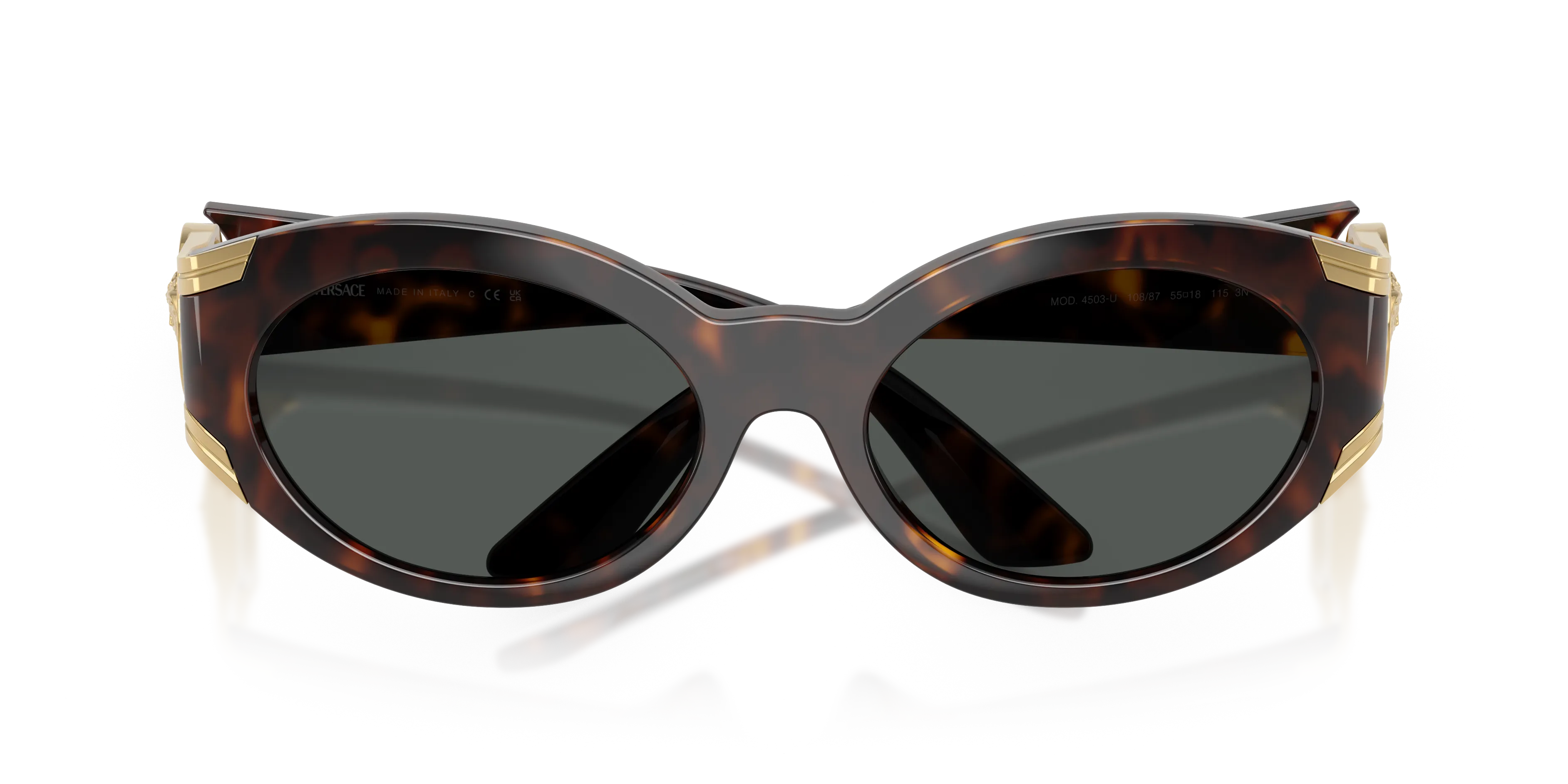 Versace VE4503U 108/87 Occhiali da sole Iniettato Tartaruga Grigio Rotonda Normale - immagine 2