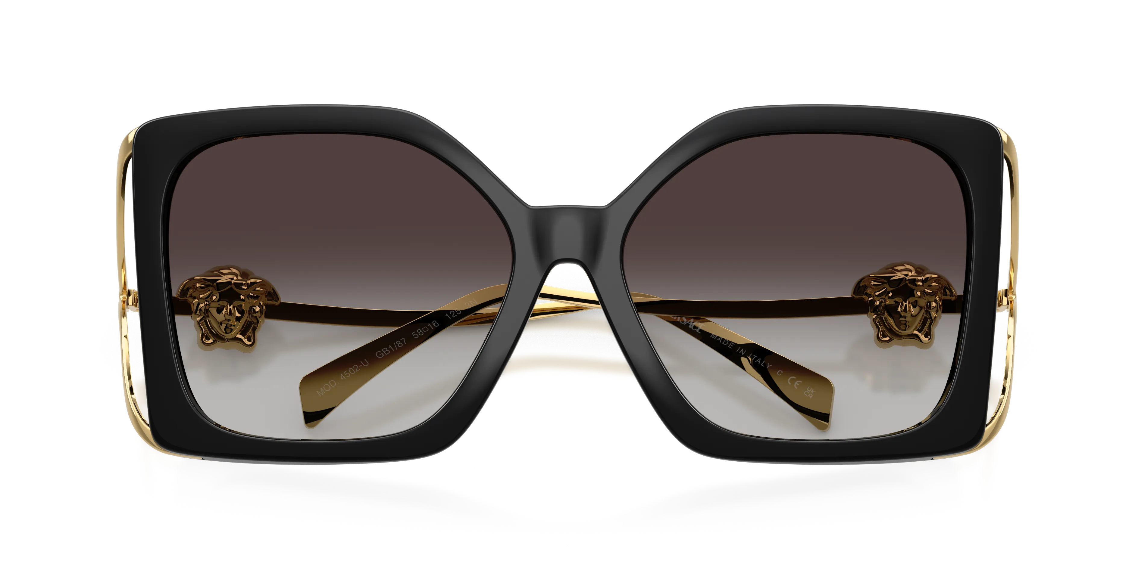 Versace VE4502U GB1/87 Occhiali da sole Iniettato Nero Grigio Squadrata Normale Sfumato - immagine 2