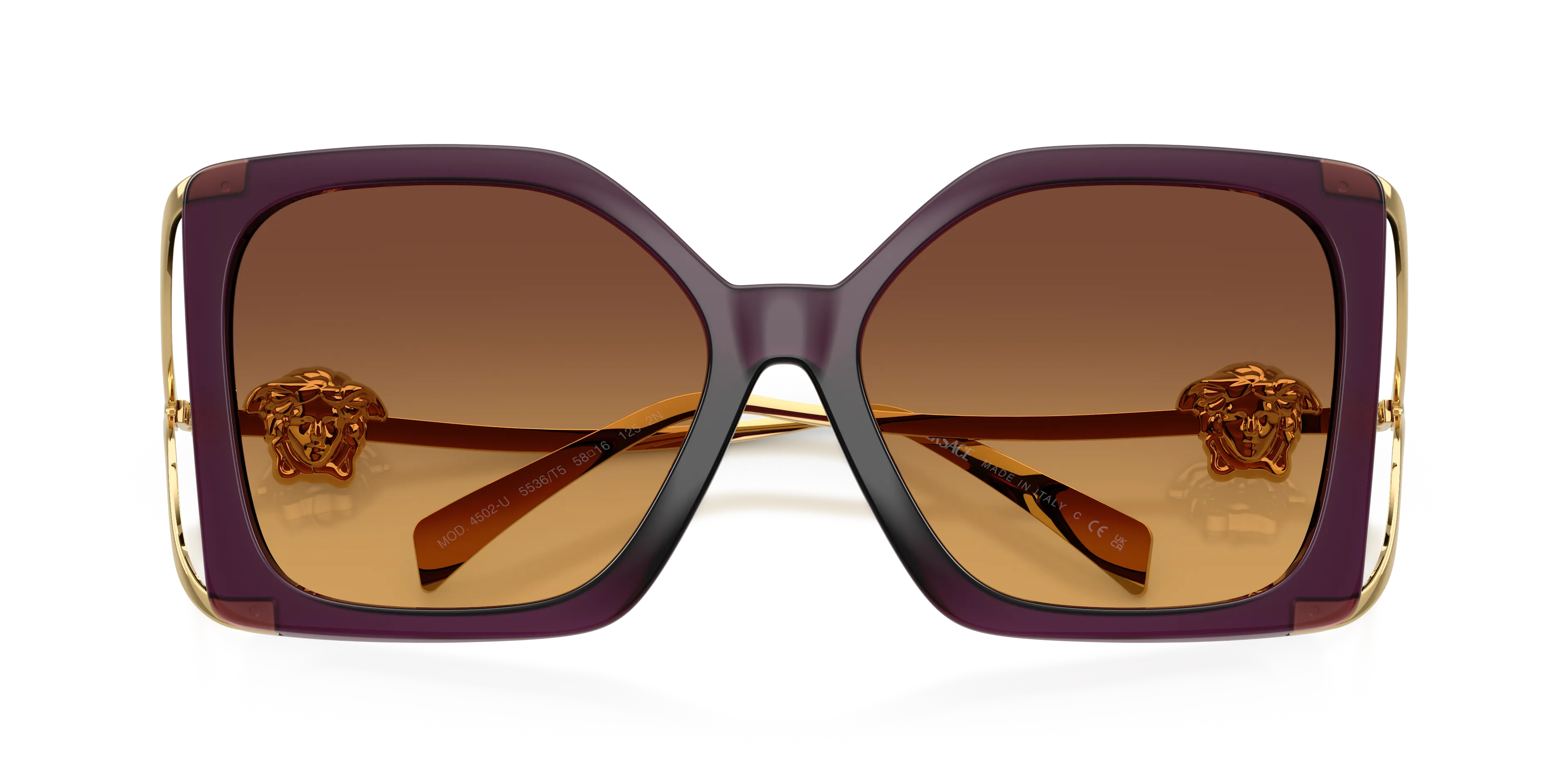 Versace VE4502U 5536T5 Occhiali da sole Iniettato Viola Giallo Squadrata Normale Sfumato - immagine 2