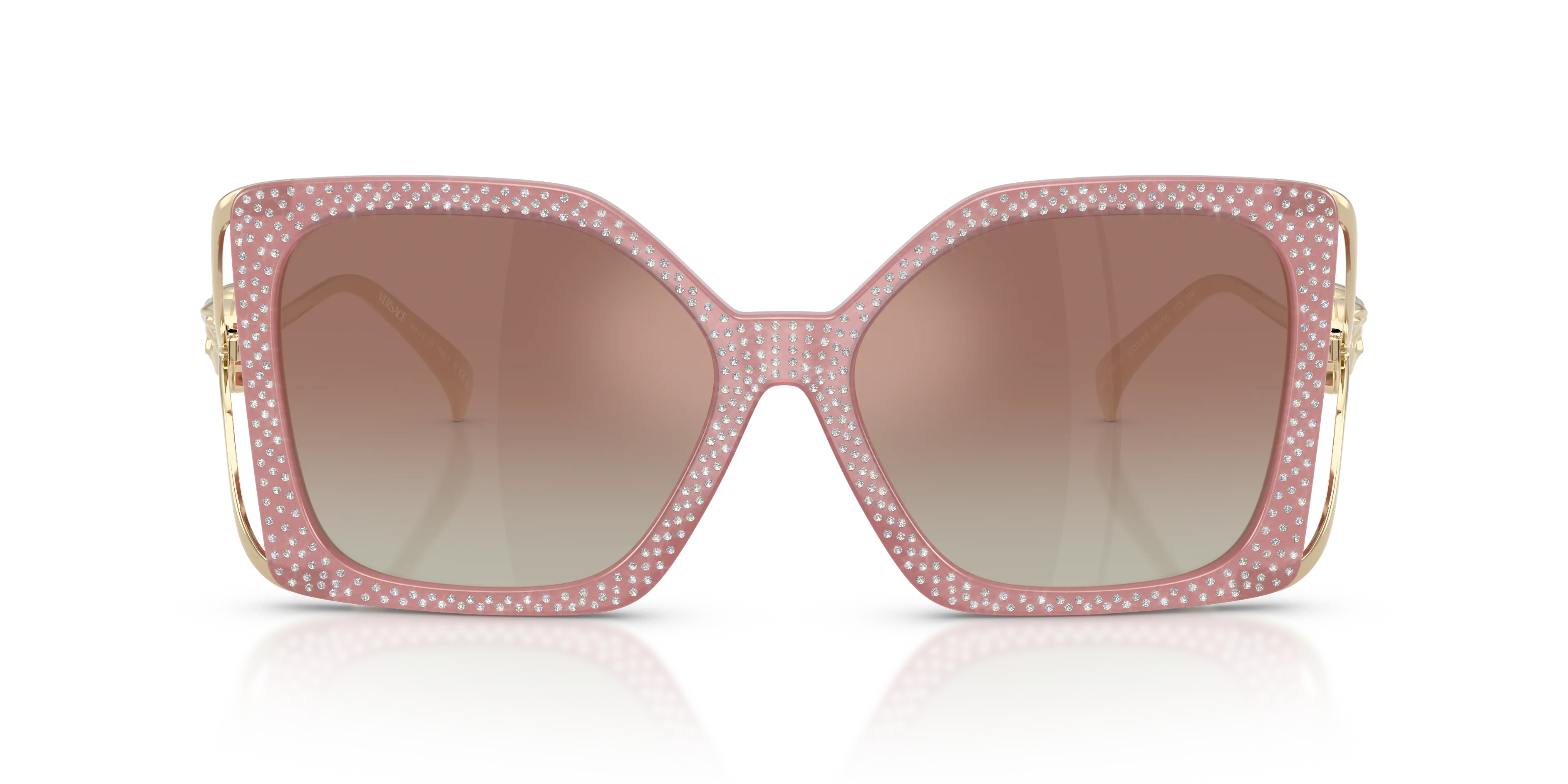 Versace VE4502U 5535B8 Occhiali da sole Iniettato Rosa Marrone Squadrata Specchiate Sfumato - immagine 3