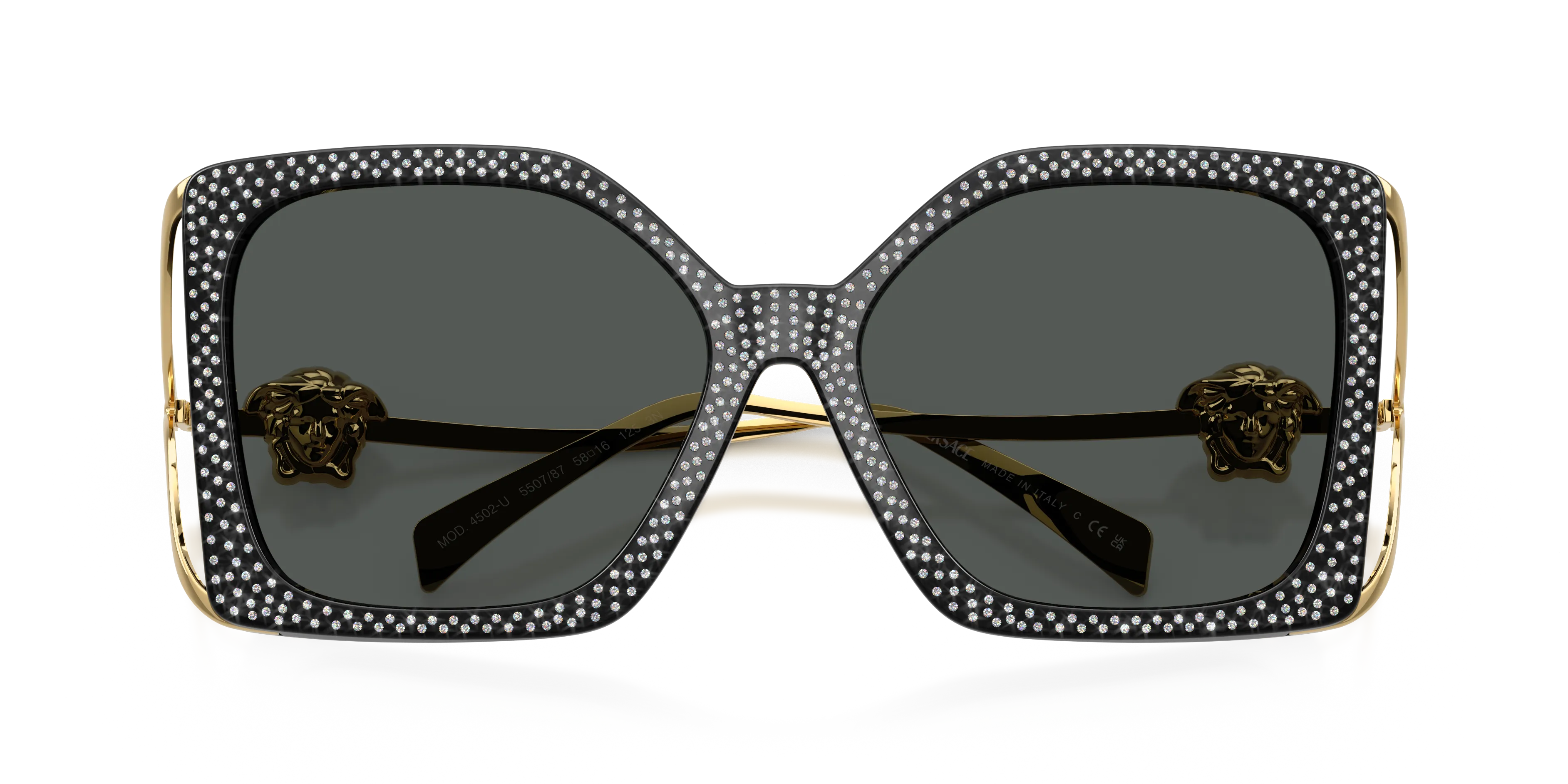 Versace VE4502U 550787 Occhiali da sole Iniettato Nero Grigio Squadrata Normale - immagine 2