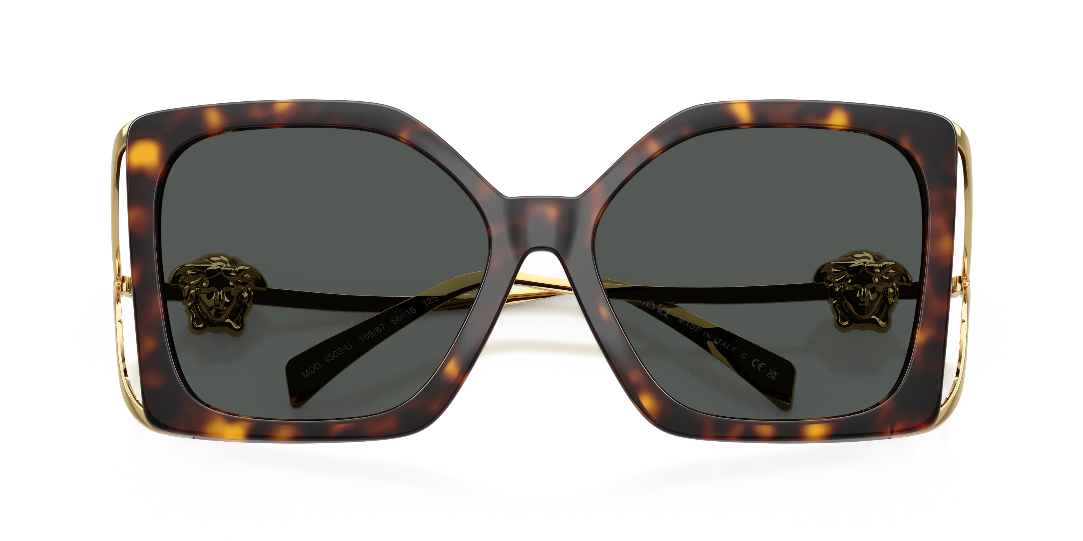 Versace VE4502U 108/87 Occhiali da sole Iniettato Tartaruga Grigio Squadrata Normale - immagine 2