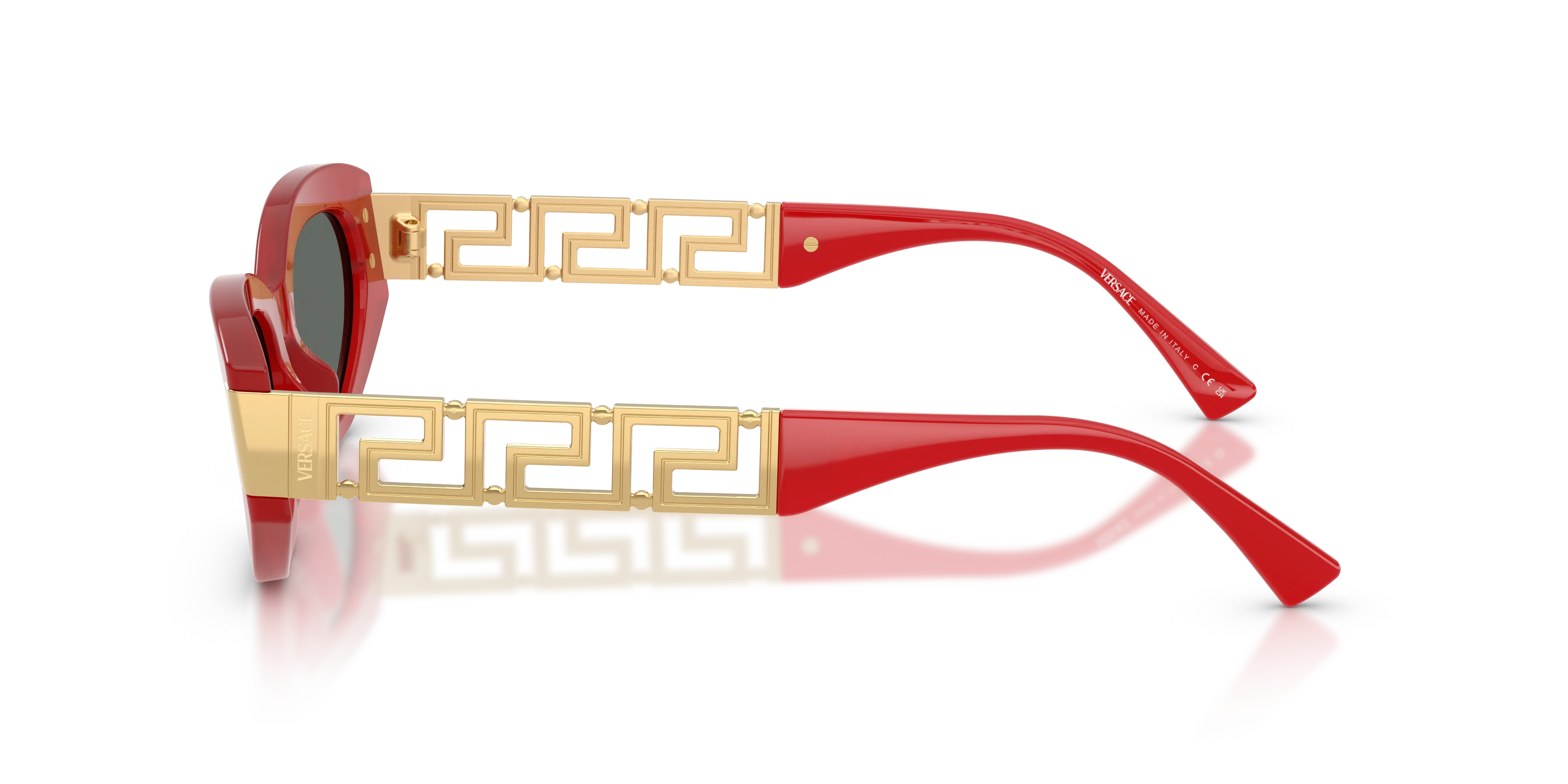 Versace VE4501 554287 Occhiali da sole Acetato Rosso Grigio Cat Eye Normale - immagine 4
