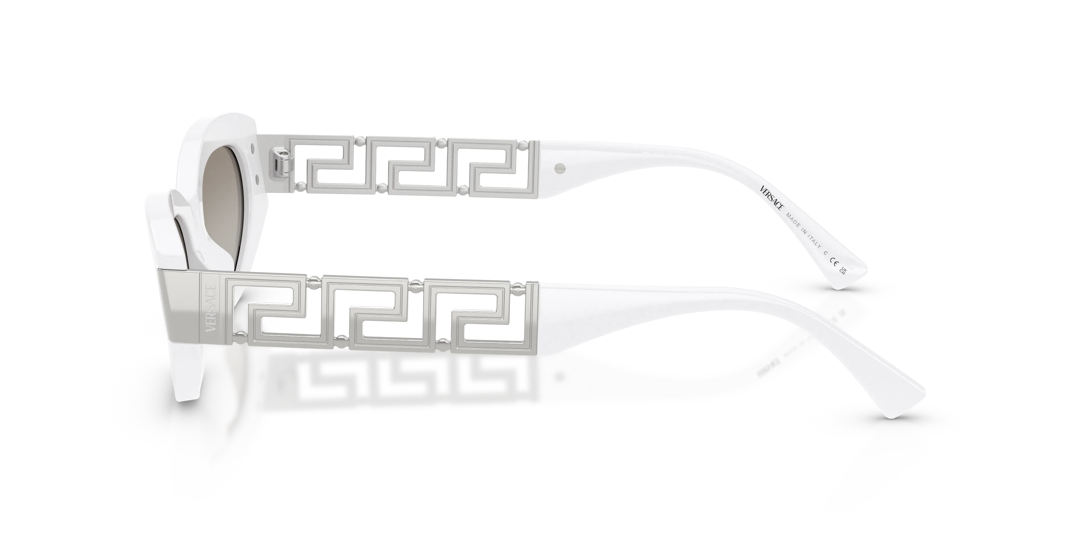 Versace VE4501 314/6V Occhiali da sole Acetato Bianco Grigio Cat Eye Normale Sfumato - immagine 4