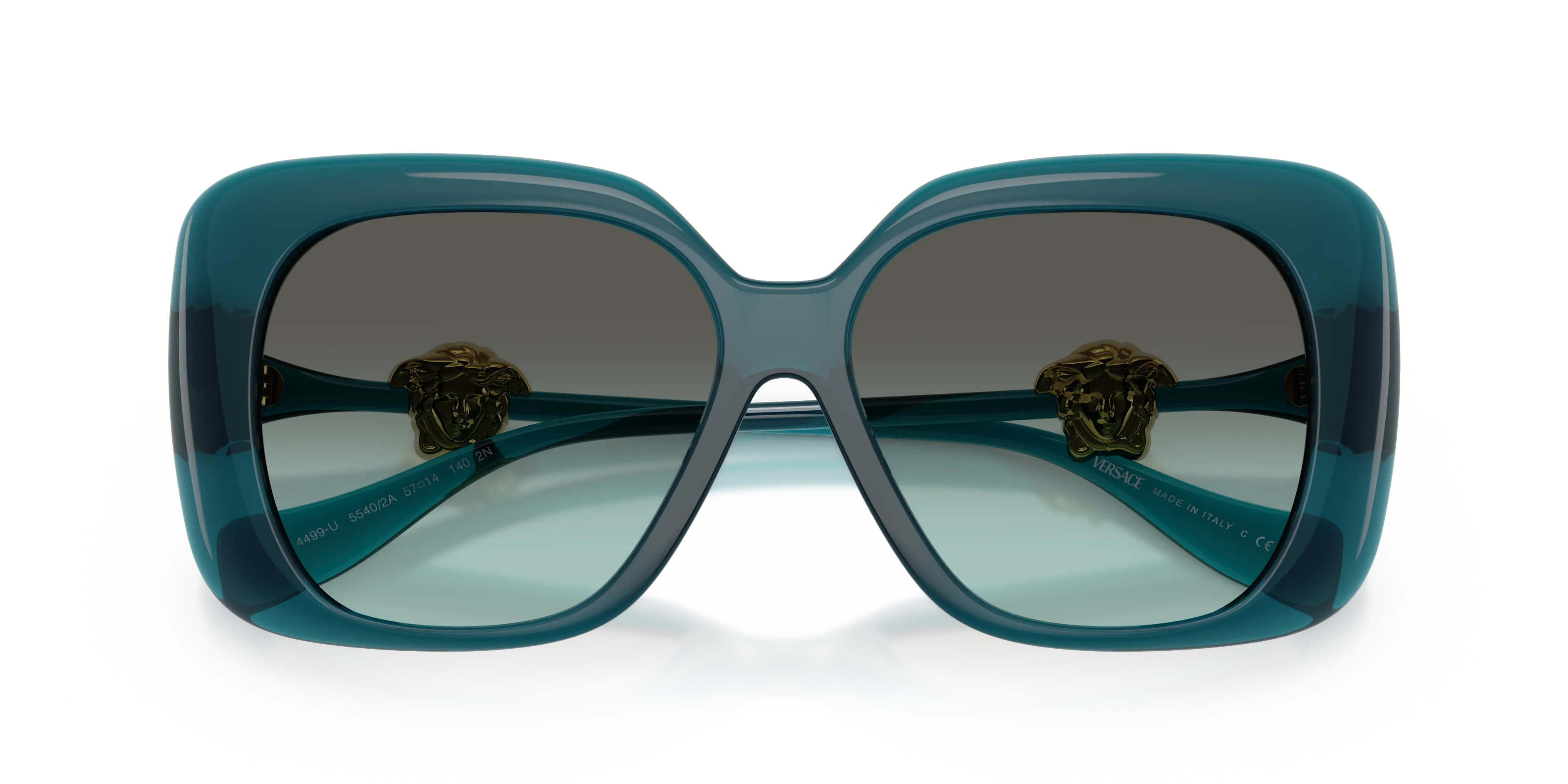 Versace VE4499U 55402A Occhiali da sole Iniettato Blu Verde Squadrata Normale Sfumato - immagine 2