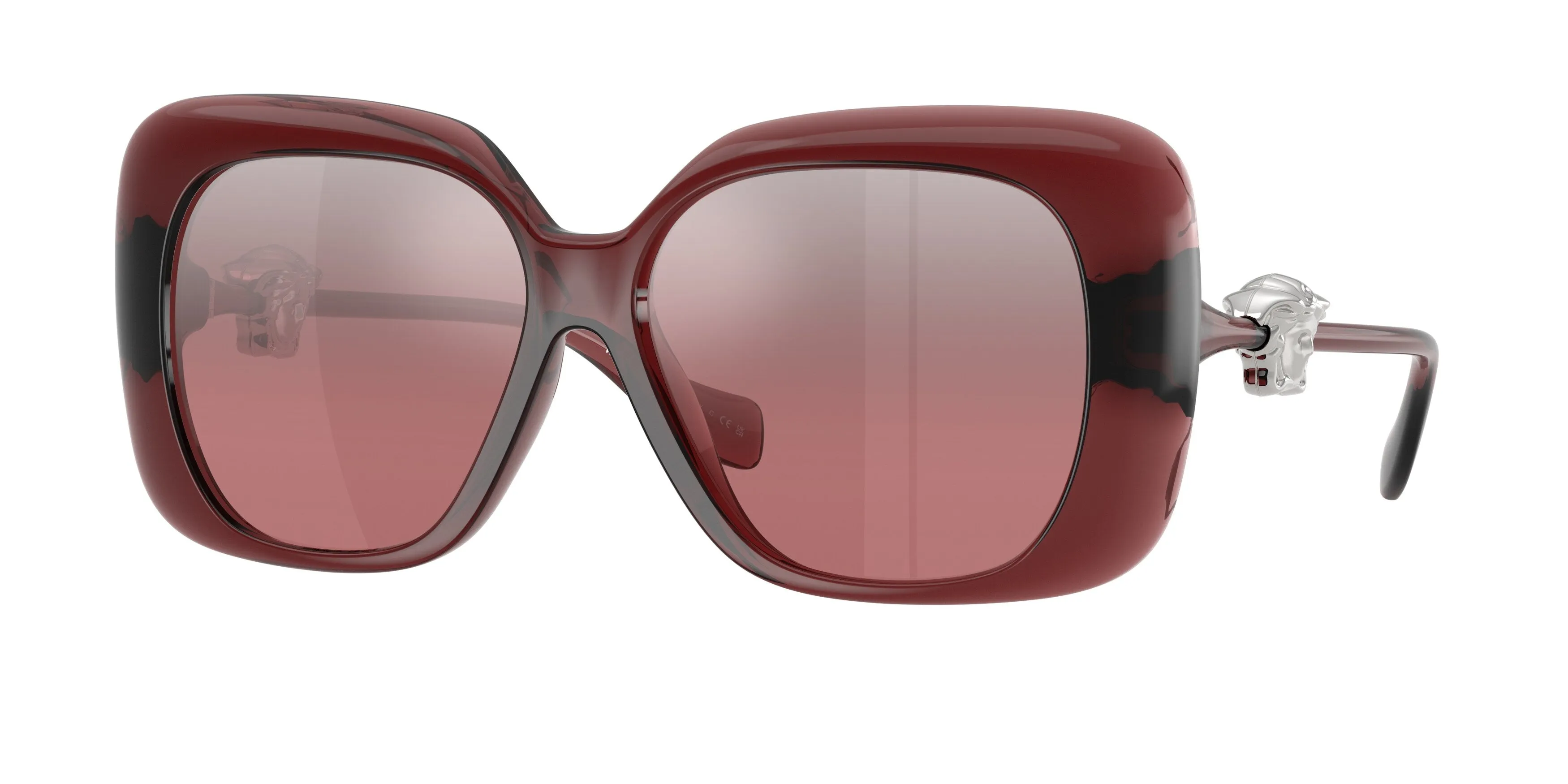 Versace VE4499U 55397E Occhiali da sole Iniettato Rosso Rosa Squadrata Normale Sfumato - immagine 1