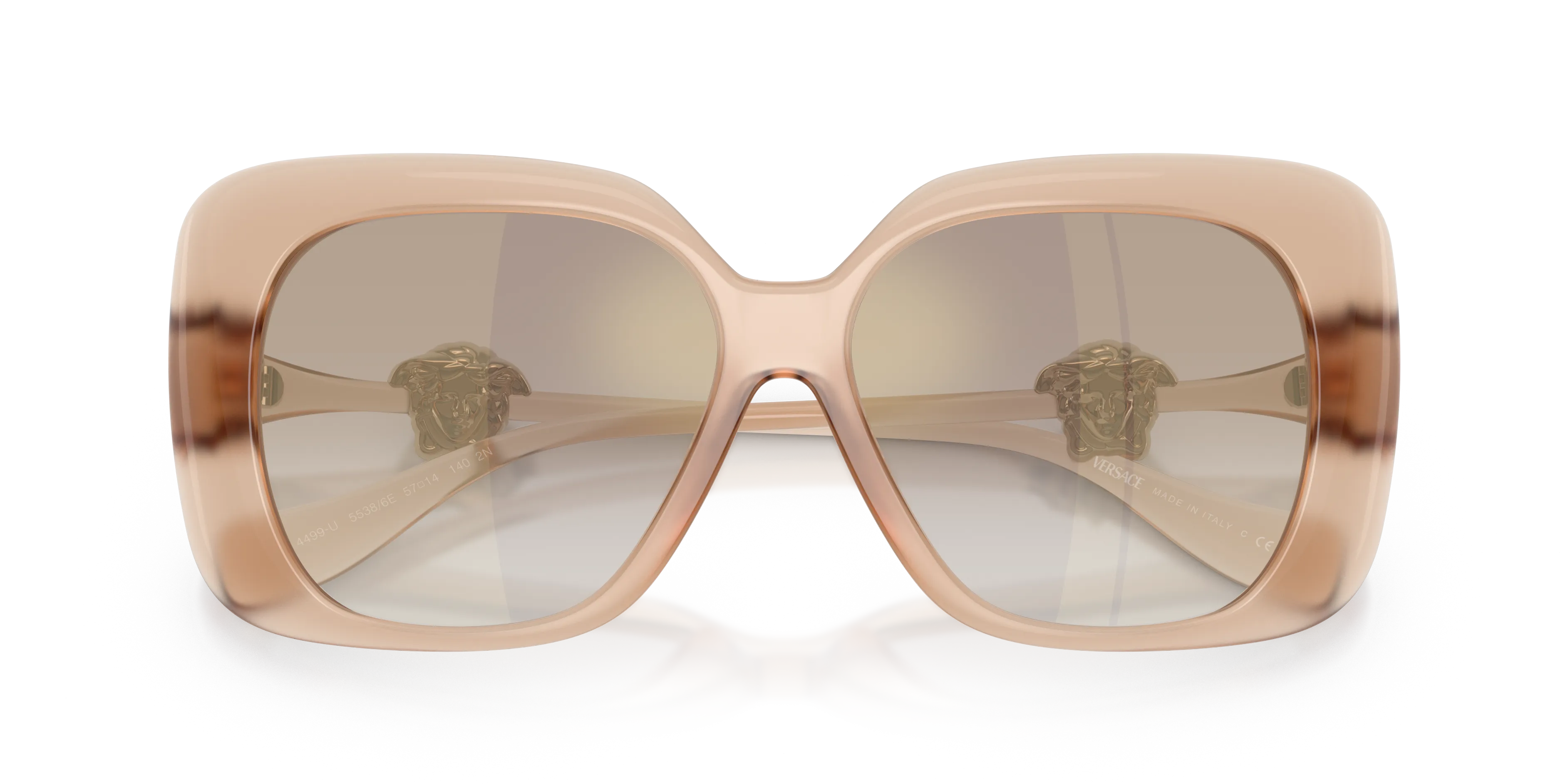 Versace VE4499U 55386E Occhiali da sole Iniettato Rosa Marrone Squadrata Normale Sfumato - immagine 2
