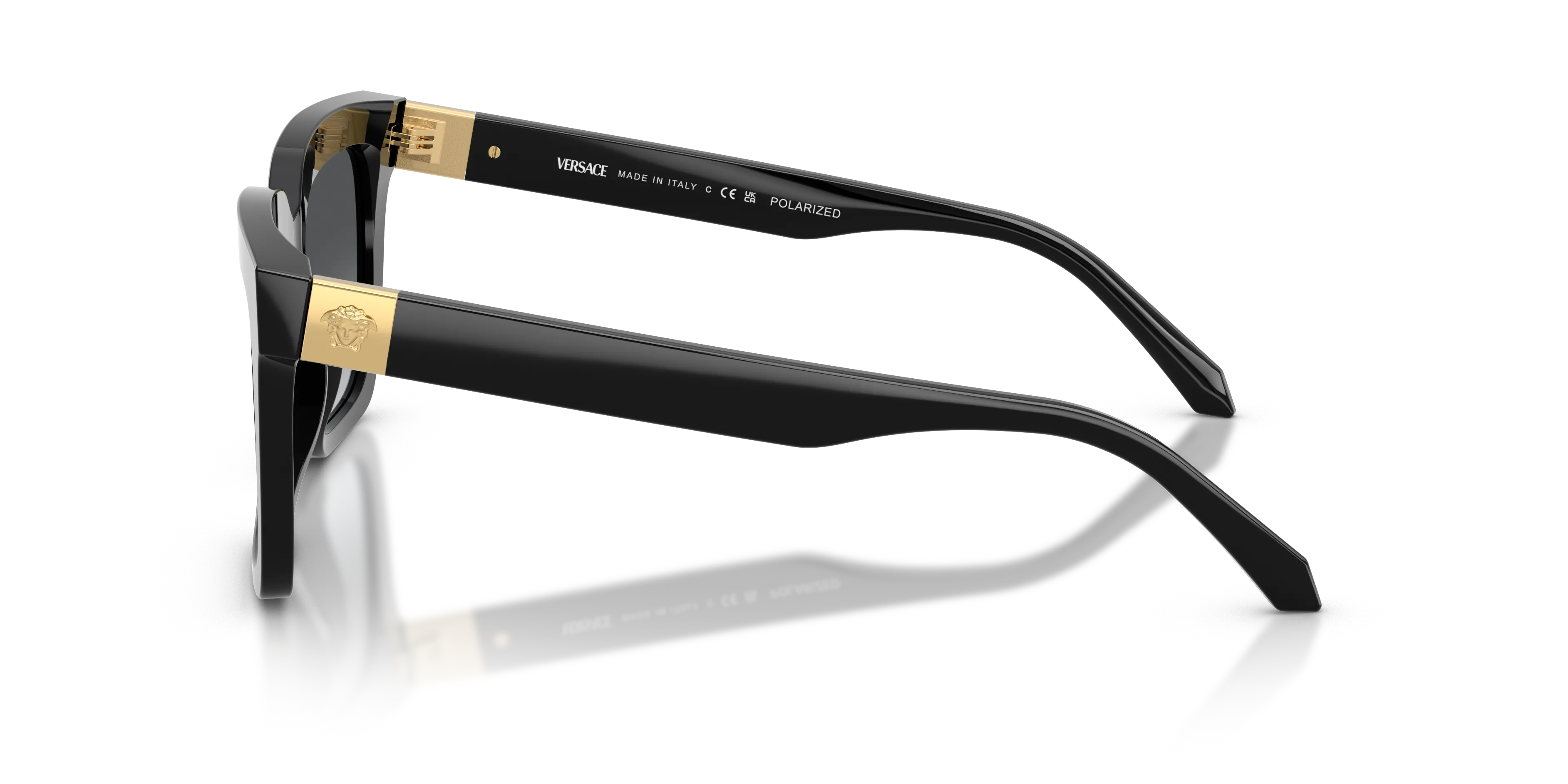 Versace VE4498 GB1/T3 Occhiali da sole Acetato Nero Squadrata Polarizzata Sfumato - immagine 4