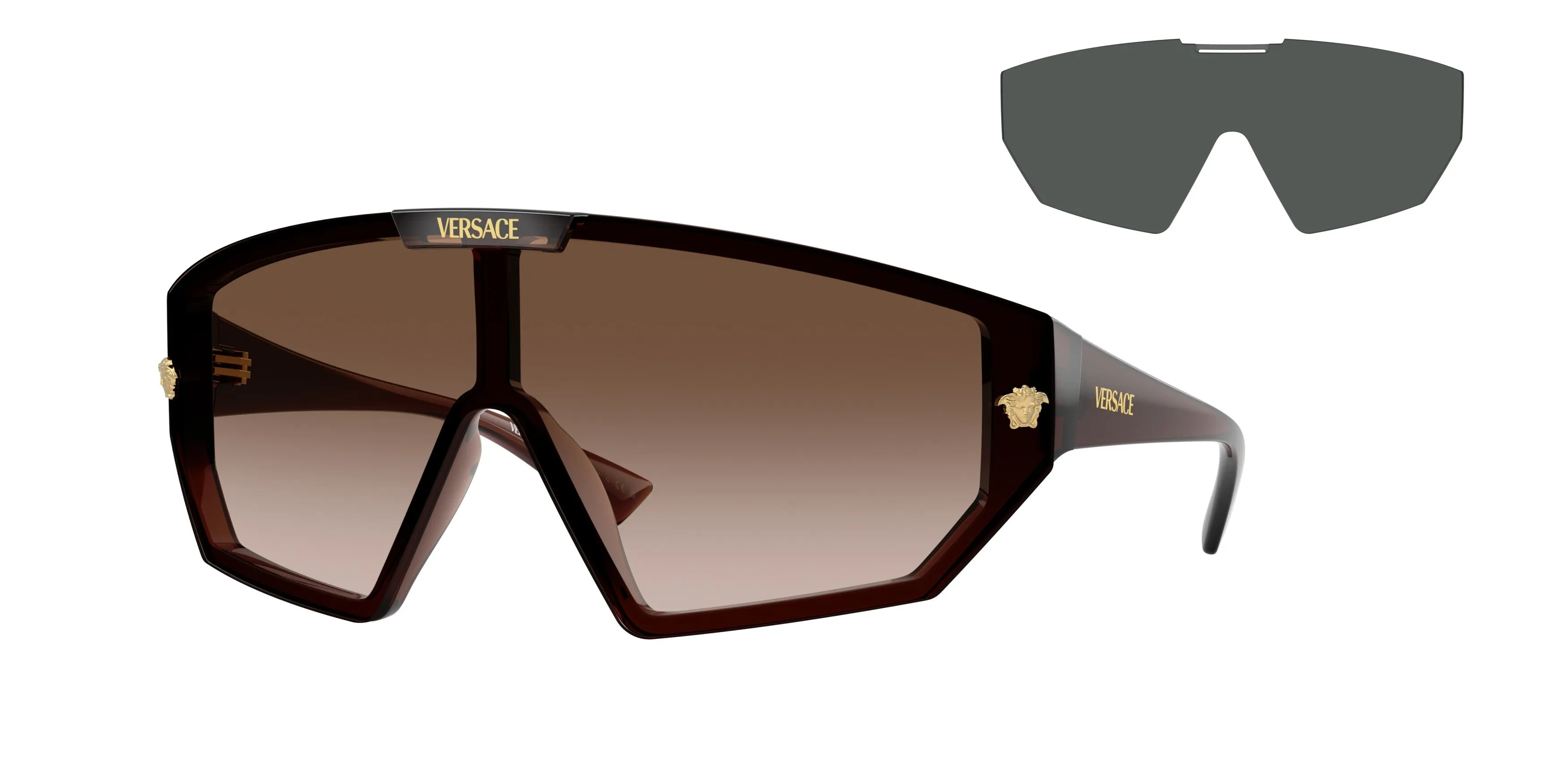 Versace Uomo VE4461 533213 Occhiali da sole Iniettato Marrone Marrone Geometrica Normale Sfumato - immagine 1