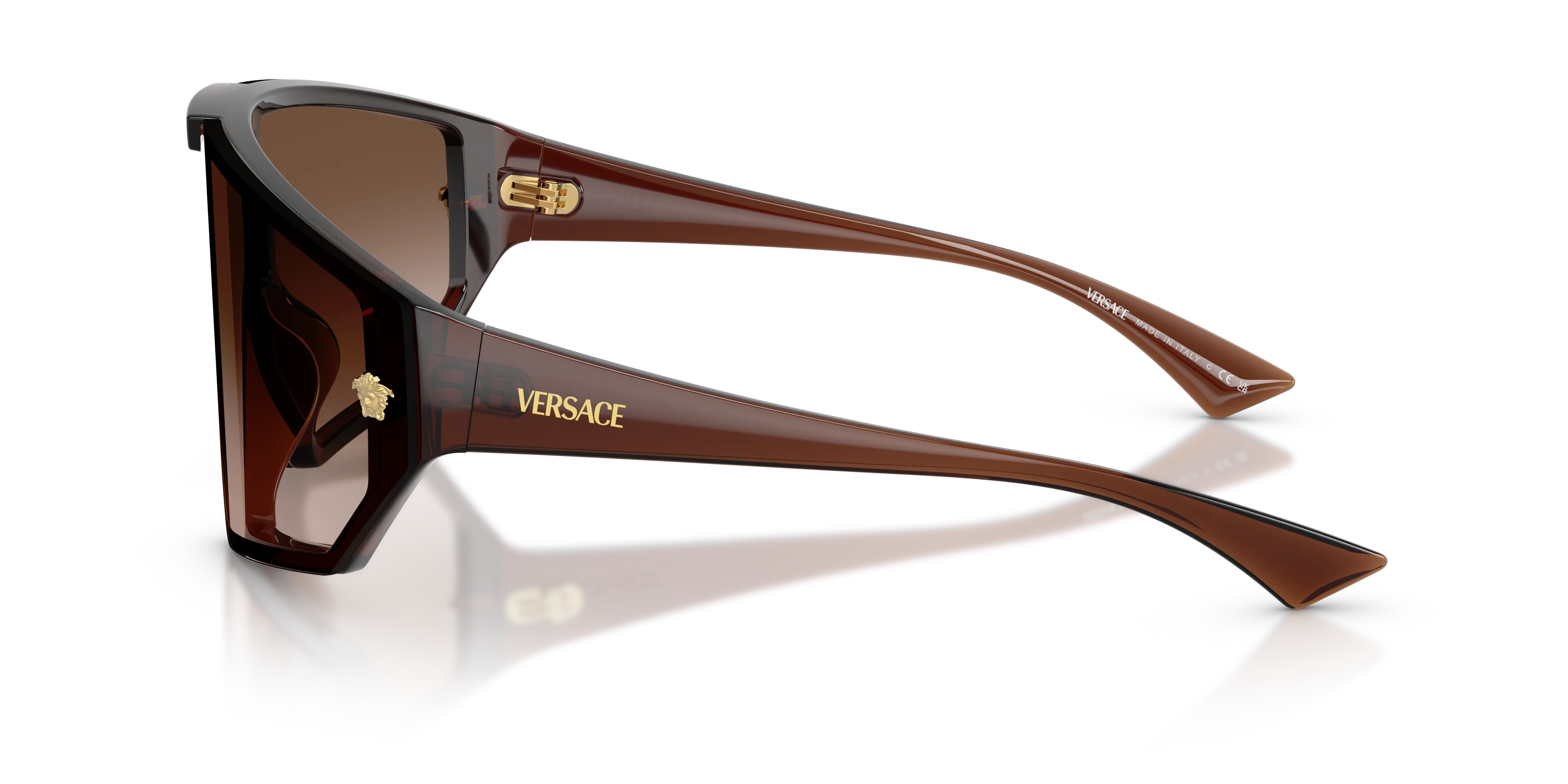 Versace Uomo VE4461 533213 Occhiali da sole Iniettato Marrone Marrone Geometrica Normale Sfumato - immagine 4