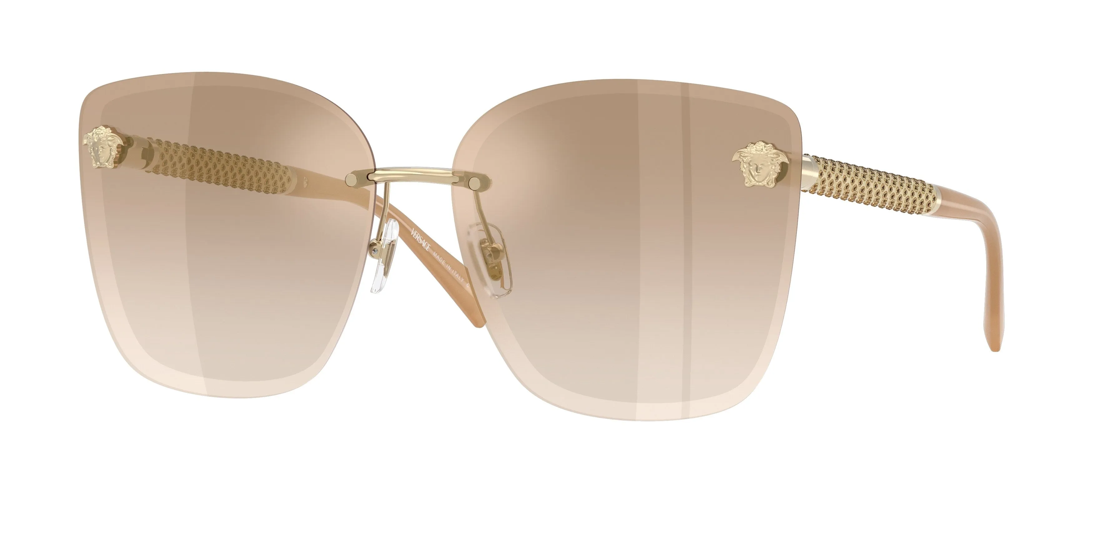 Versace VE2292B 12625A Occhiali da sole Metallo Oro Marrone Cat Eye Normale Sfumato - immagine 1
