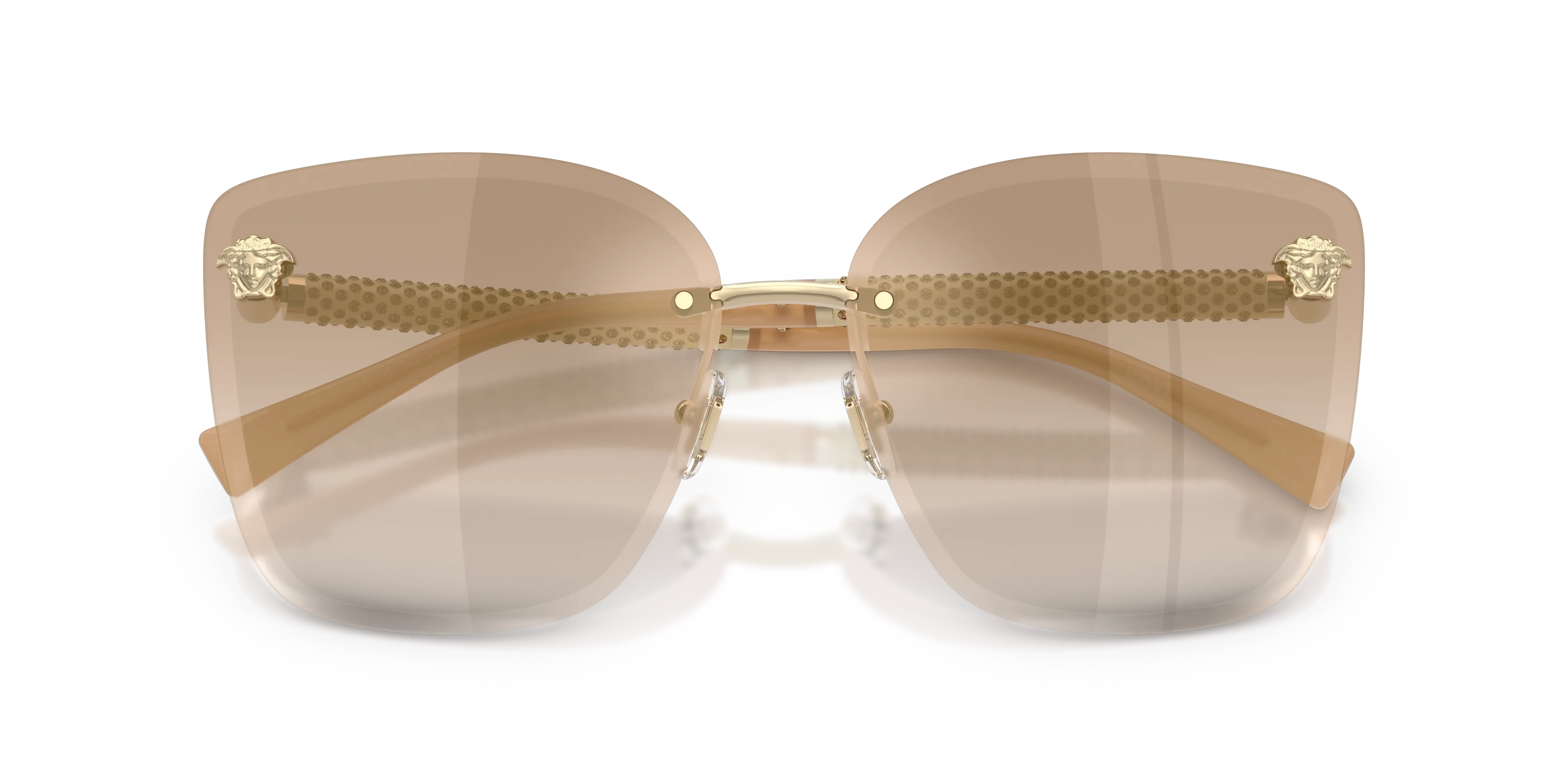 Versace VE2292B 12625A Occhiali da sole Metallo Oro Marrone Cat Eye Normale Sfumato - immagine 2