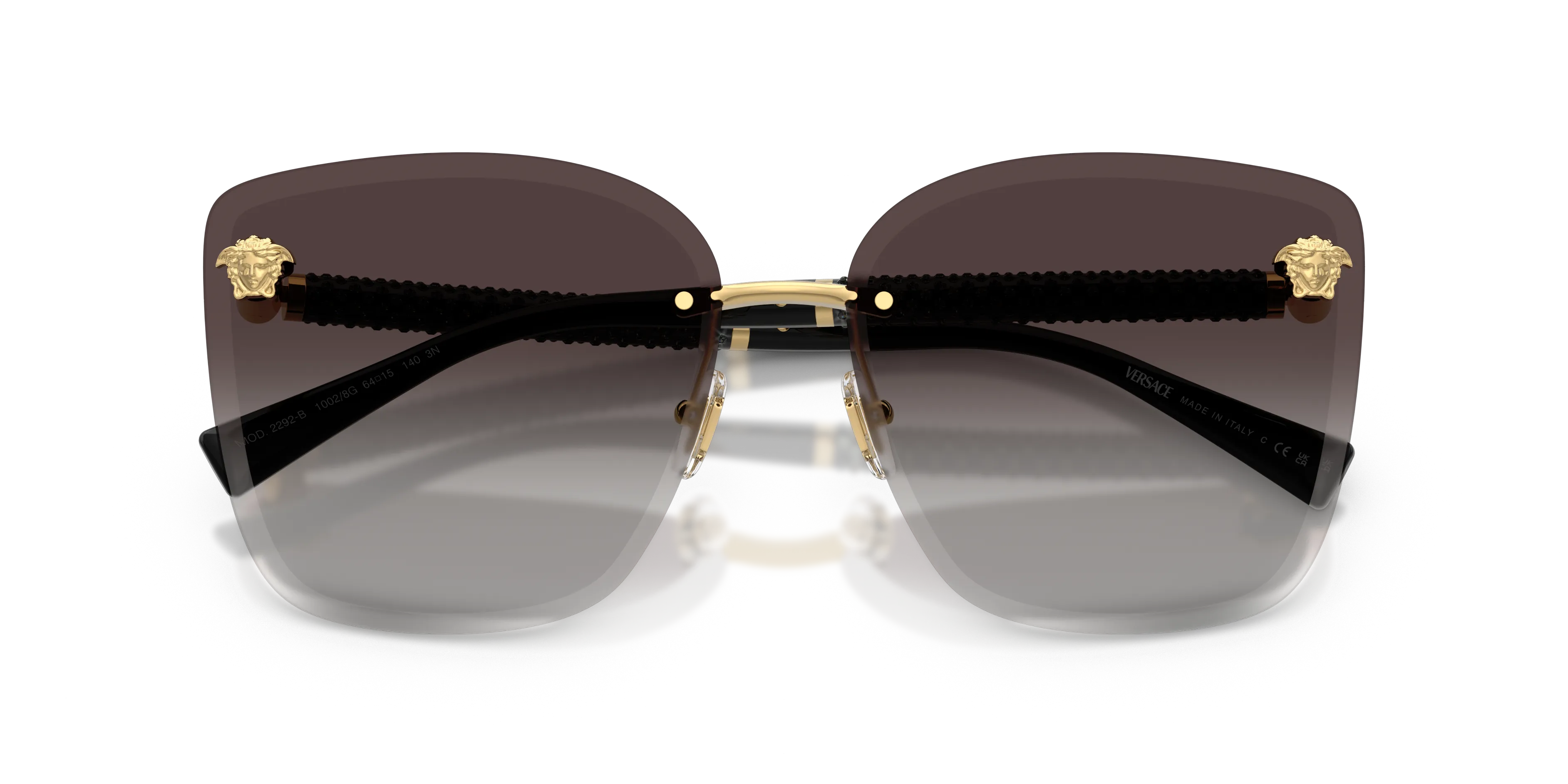 Versace VE2292B 10028G Occhiali da sole Metallo Oro Grigio Cat Eye Normale Sfumato - immagine 2