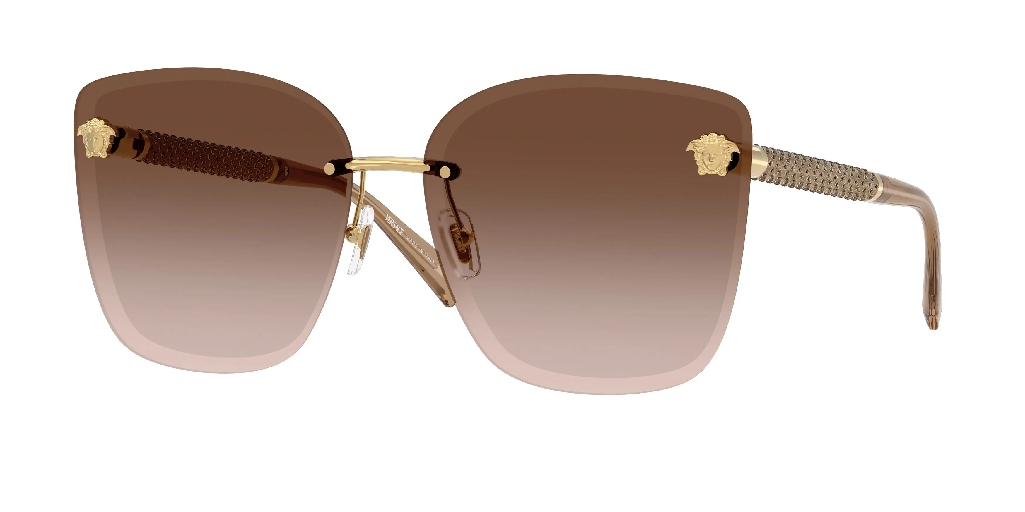 Versace VE2292B 100213 Occhiali da sole Metallo Oro Marrone Cat Eye Normale Sfumato - immagine 1