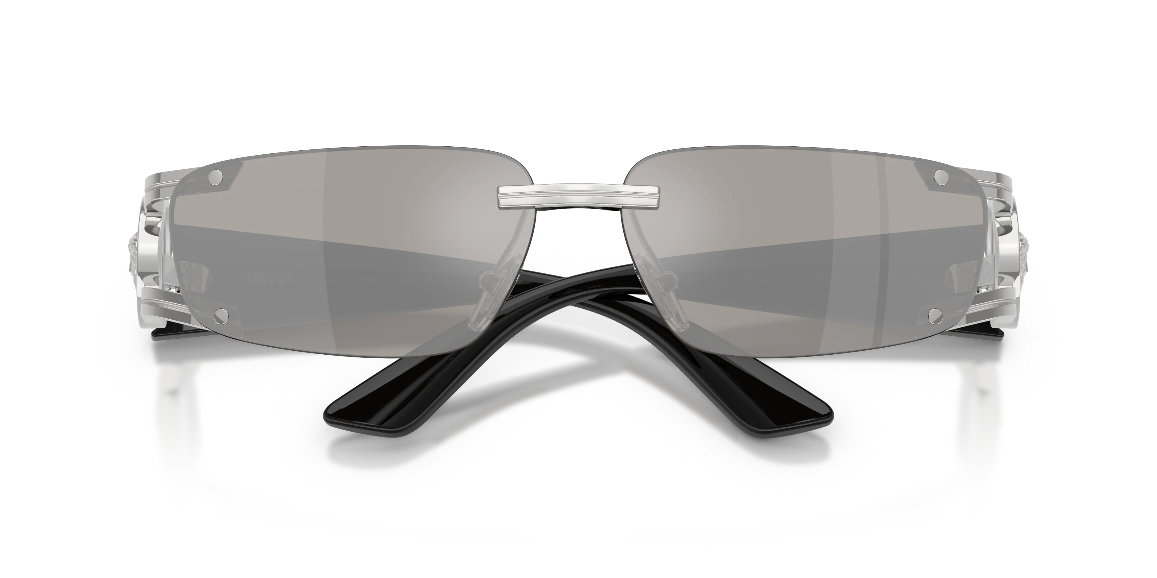 Versace VE2291 10016G Occhiali da sole Metallo Argento Grigio Squadrata Specchiate - immagine 2