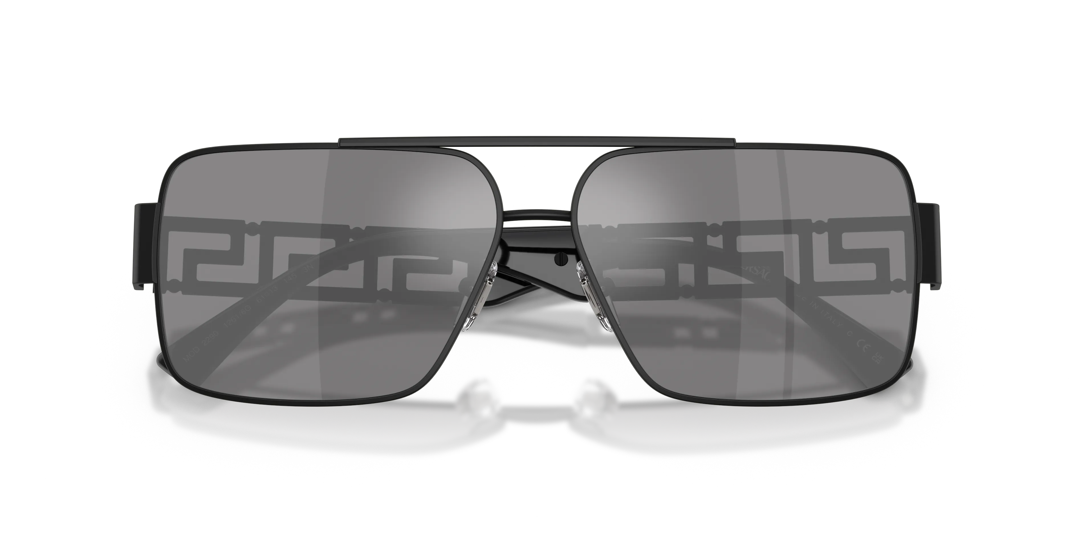 Versace VE2290 12616G Occhiali da sole Metallo Nero Grigio Squadrata Specchiate - immagine 2