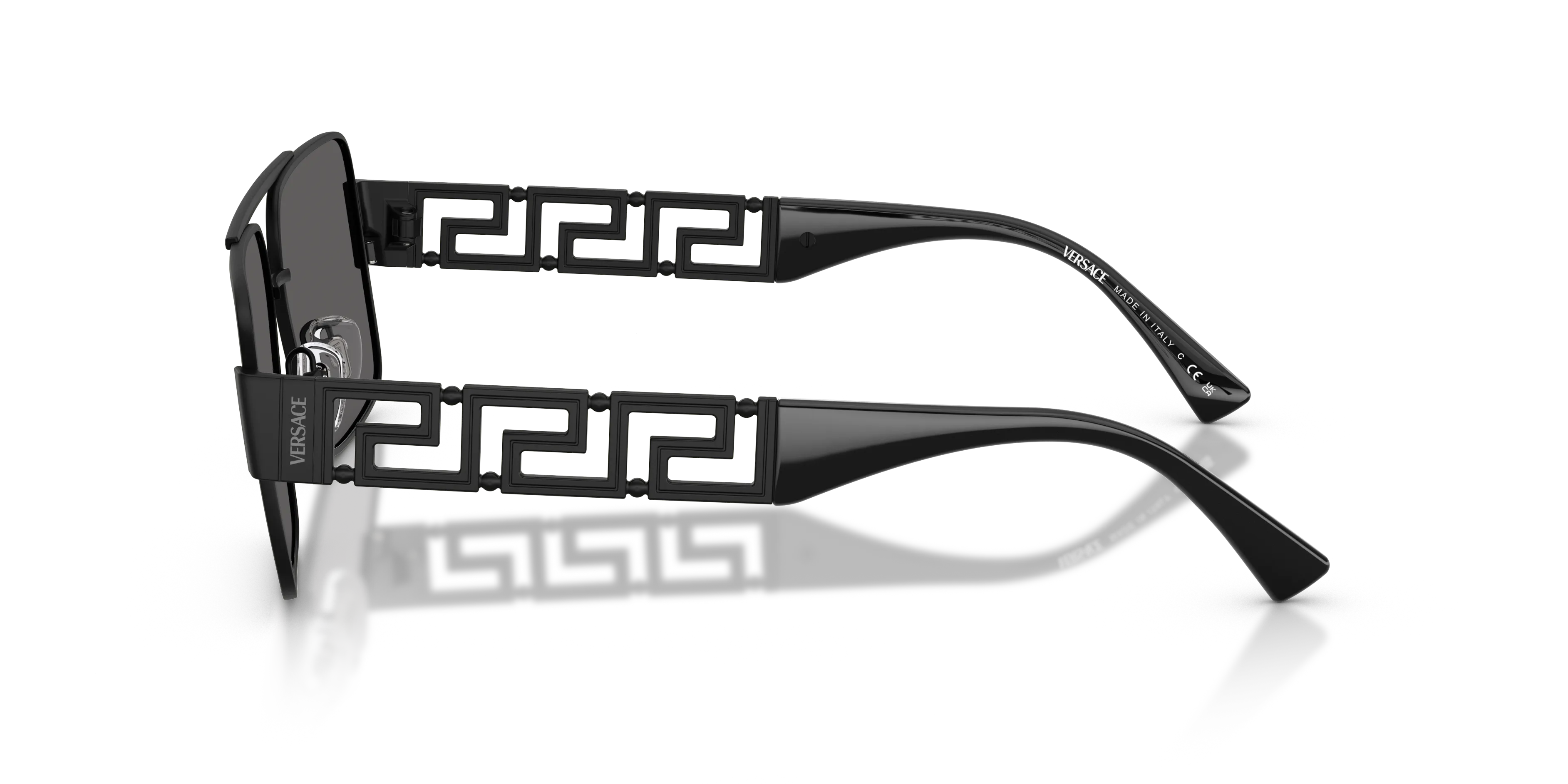 Versace VE2290 12616G Occhiali da sole Metallo Nero Grigio Squadrata Specchiate - immagine 4