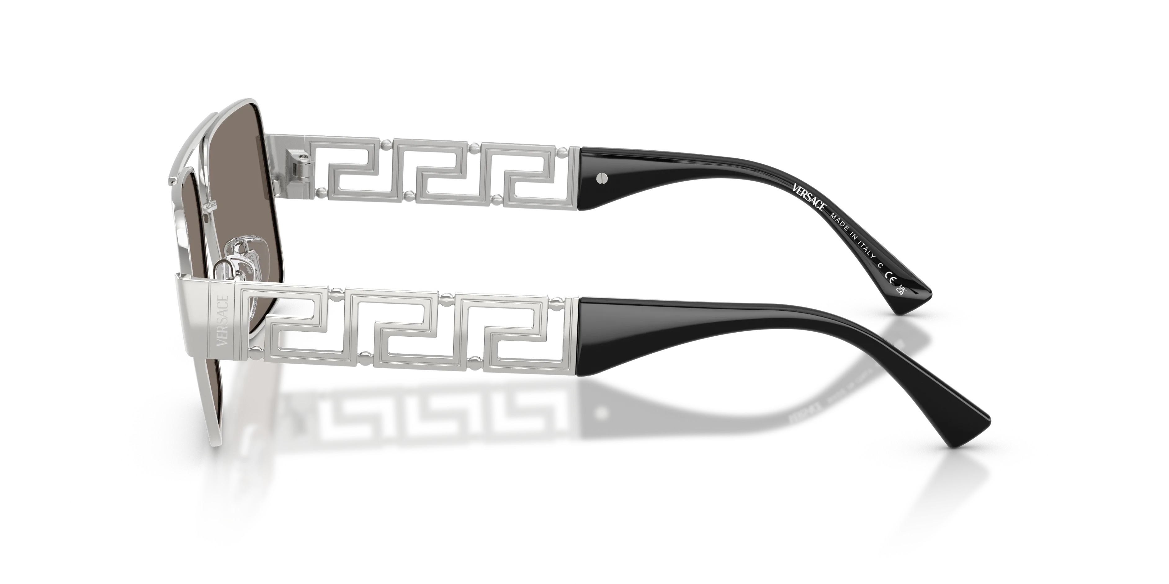 Versace VE2290 10016G Occhiali da sole Metallo Argento Grigio Squadrata Specchiate - immagine 4