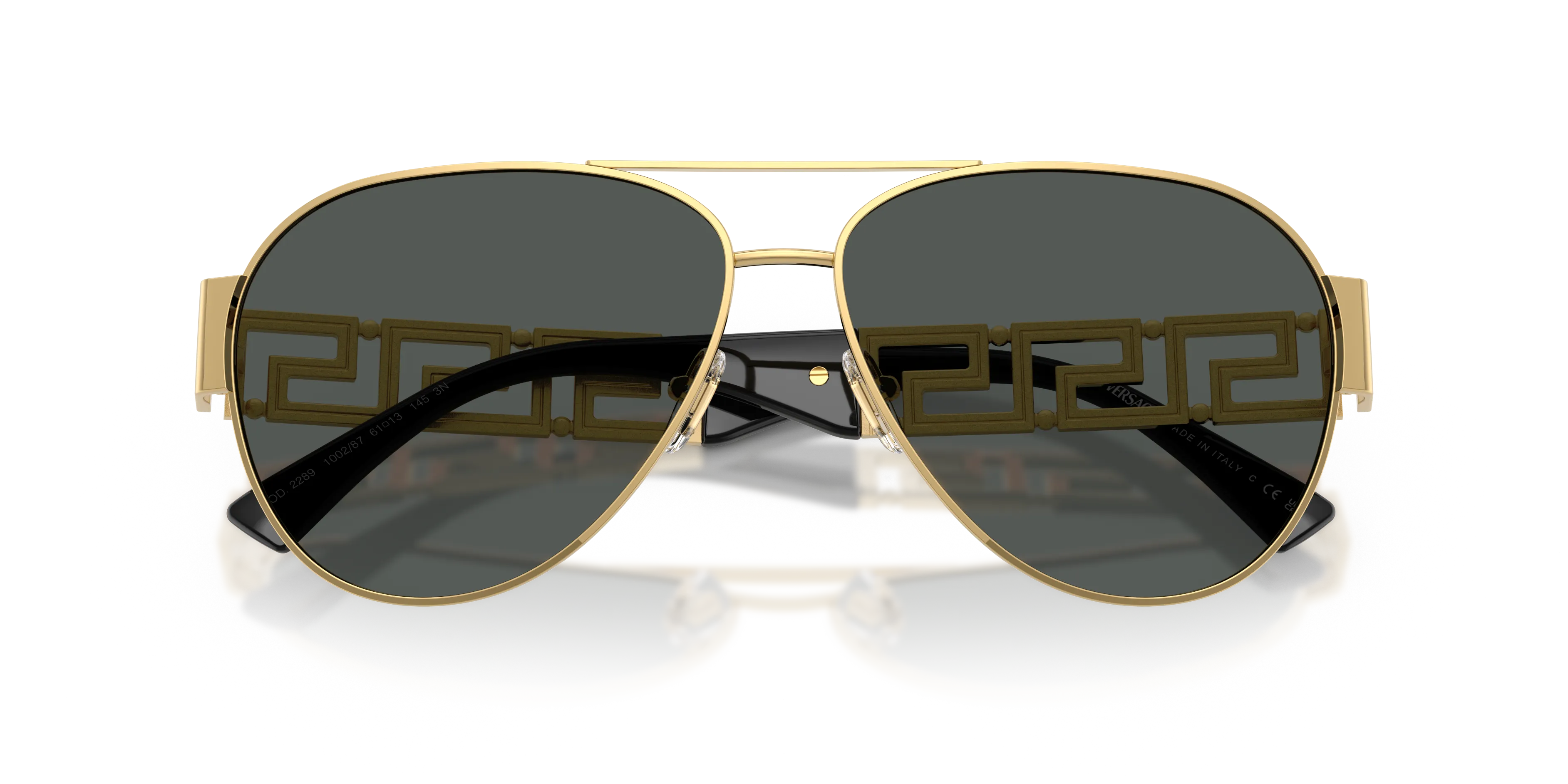 Versace VE2289 100287 Occhiali da sole Metallo Oro Grigio Pilot Normale - immagine 2