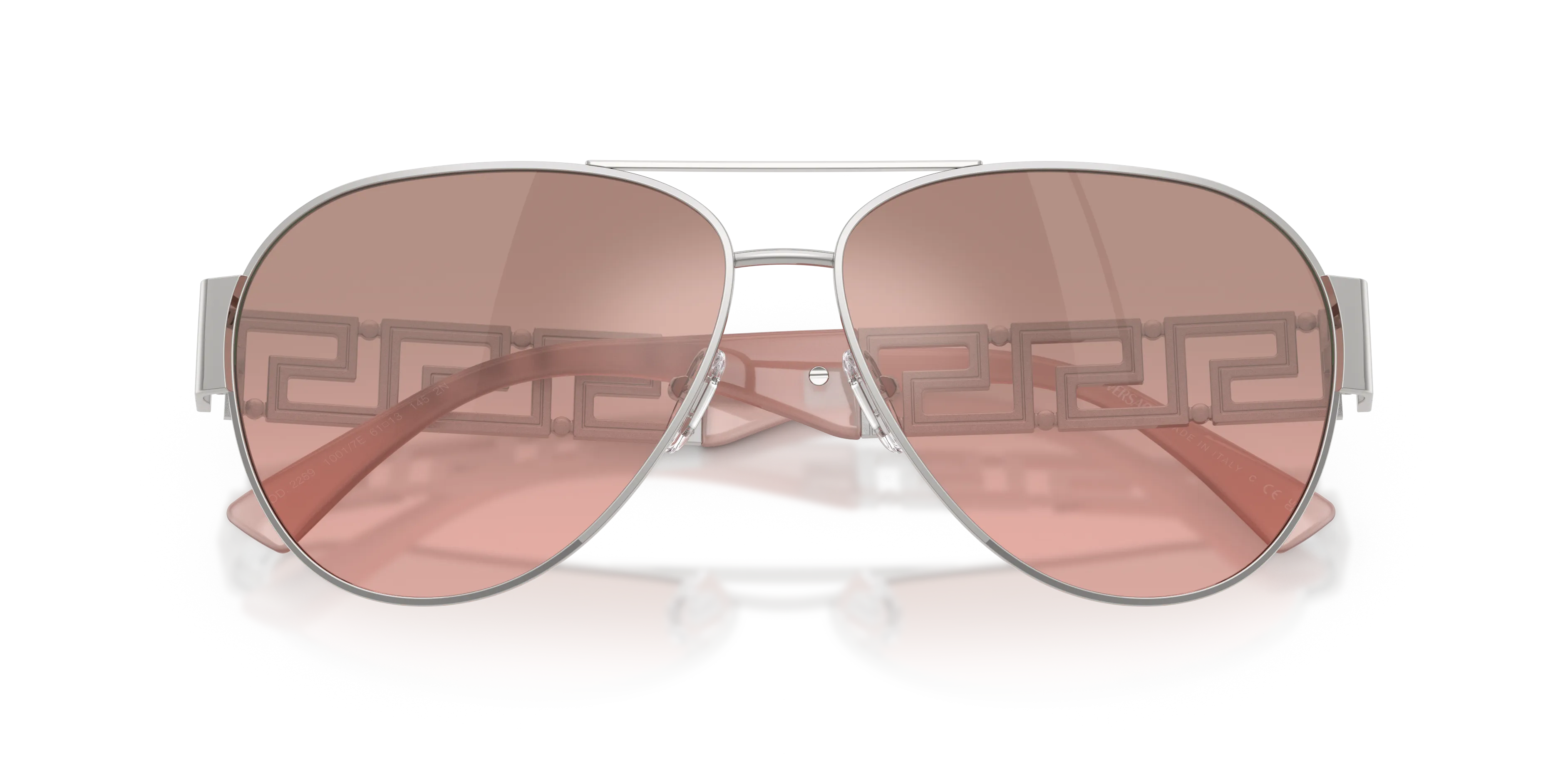 Versace VE2289 10017E Occhiali da sole Metallo Argento Rosa Pilot Normale Sfumato - immagine 2