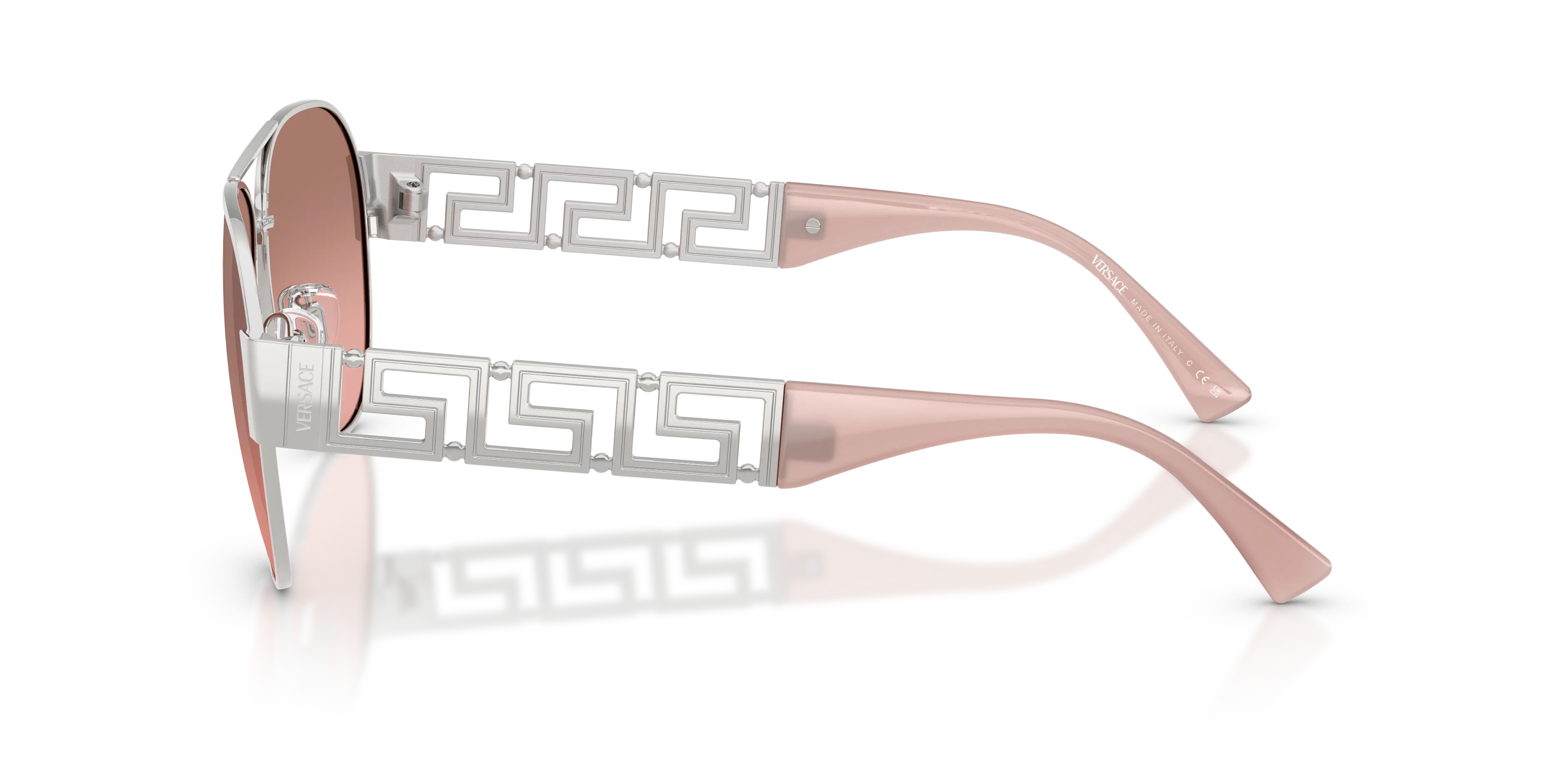 Versace VE2289 10017E Occhiali da sole Metallo Argento Rosa Pilot Normale Sfumato - immagine 4