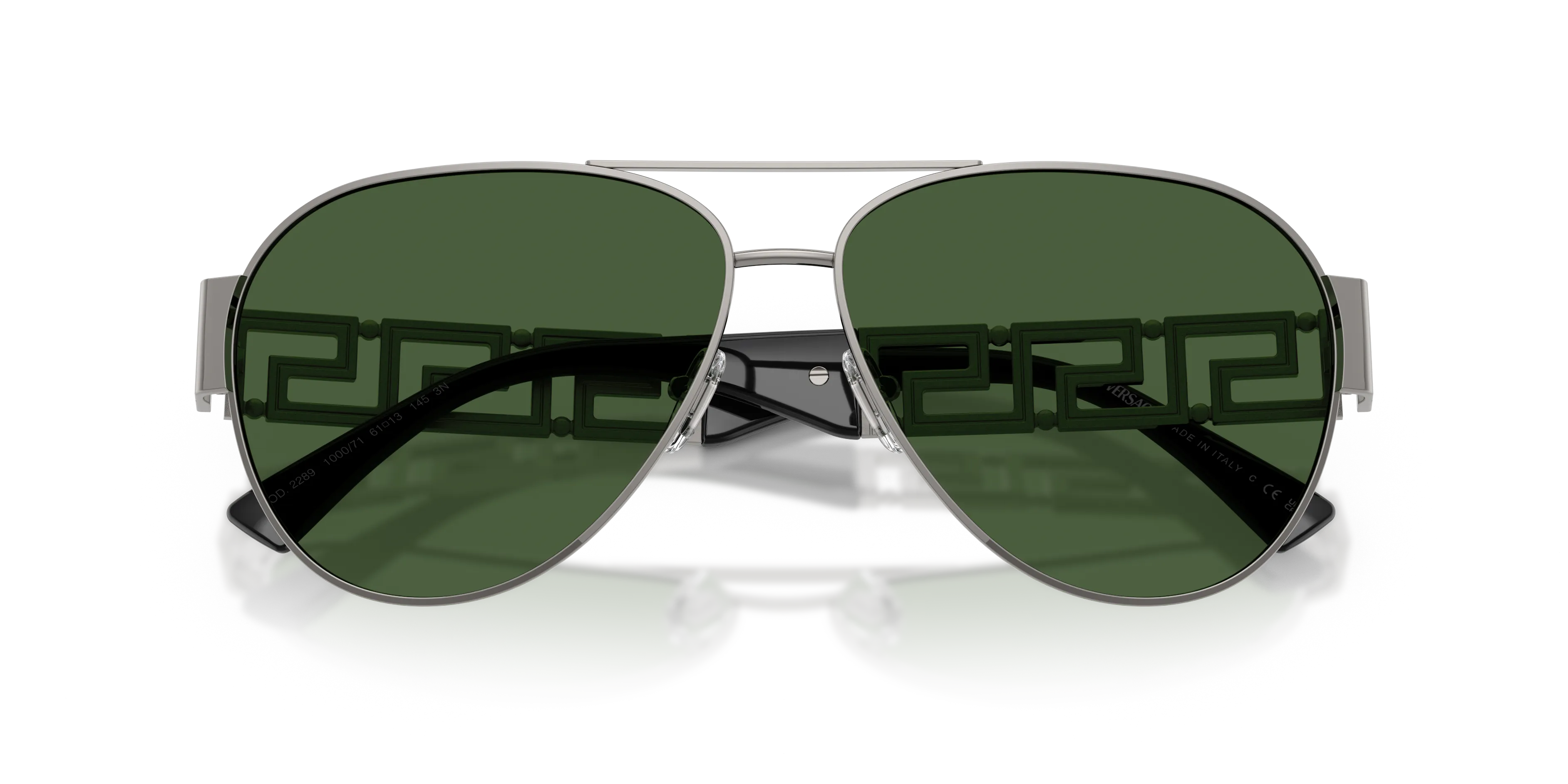 Versace VE2289 100071 Occhiali da sole Metallo Grigio Verde Pilot Normale - immagine 2