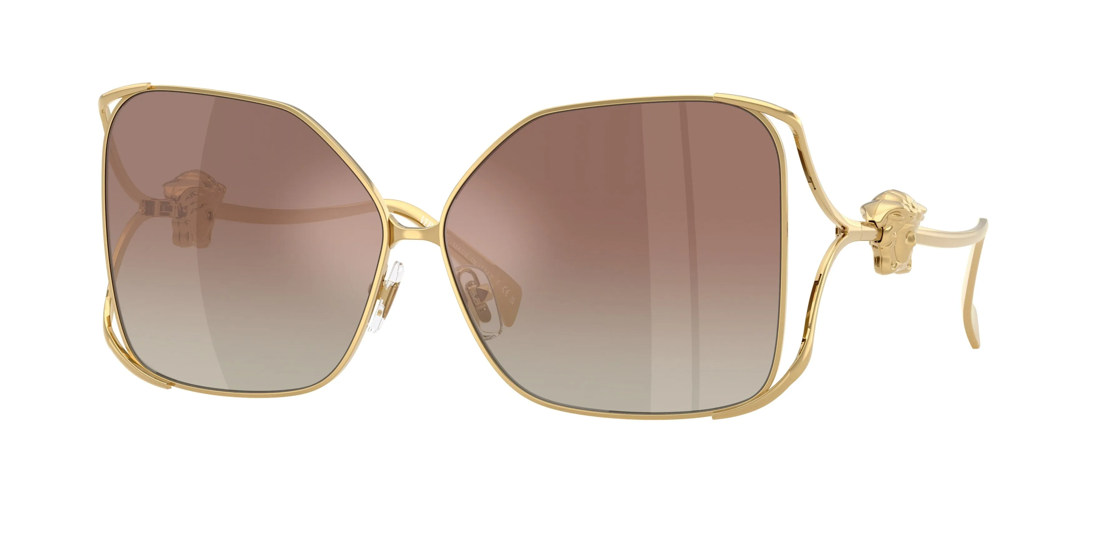 Versace VE2288 1002B8 Occhiali da sole Acciaio Oro Marrone Squadrata Specchiate Sfumato - immagine 1